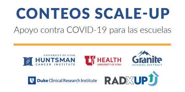 Logos de Huntsman Cancer Institute, University of Utah Health, Duke Clinical Research Institute, y RADXUP