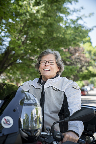 connie on her motorcycle