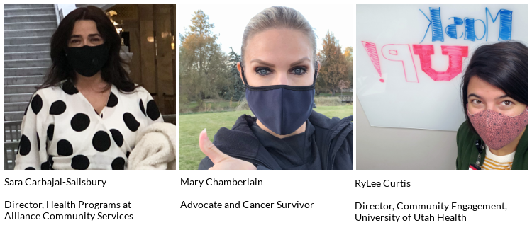 collage of three women in masks