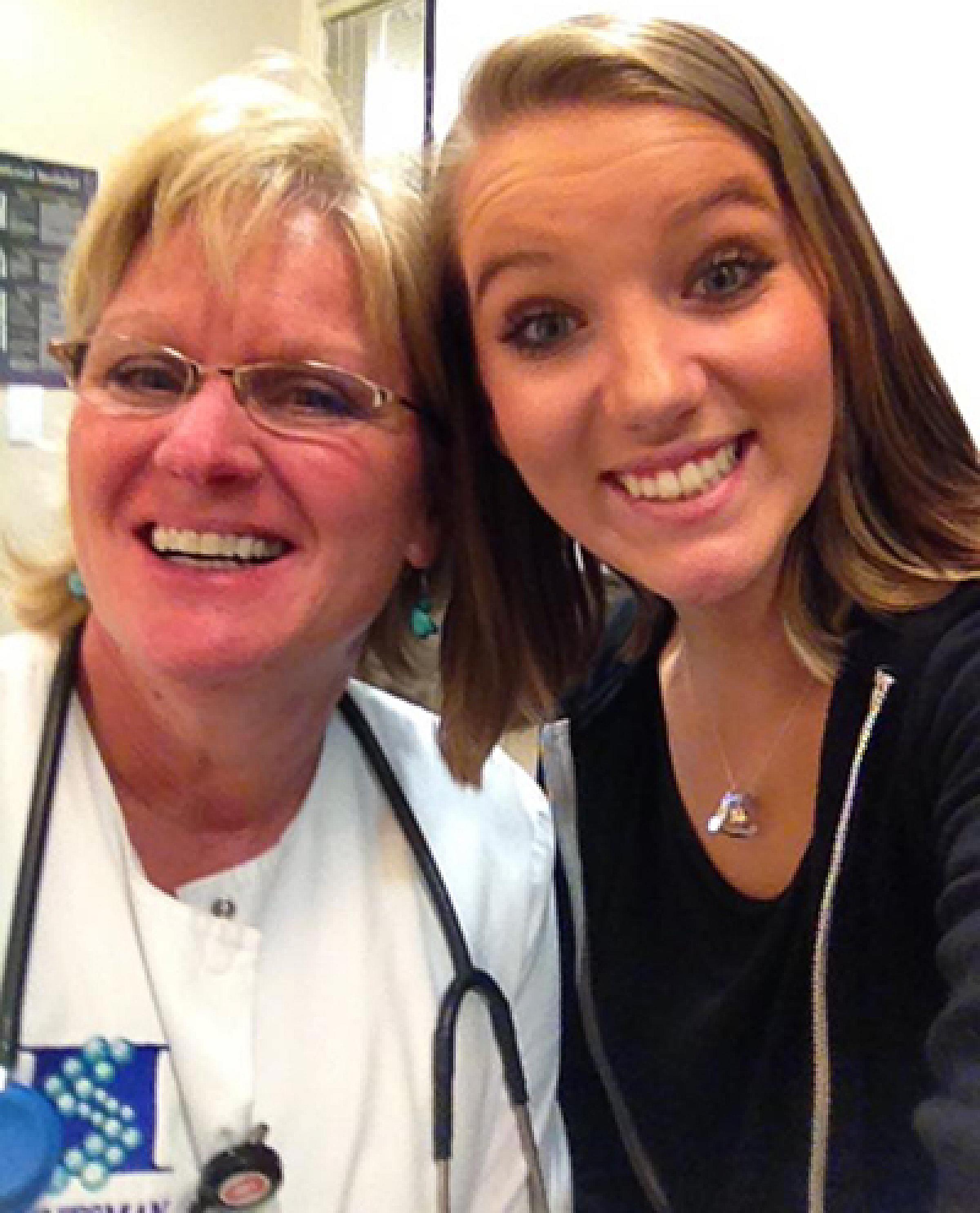 Audrey and Natalie spending time at Huntsman Cancer Institute while Audrey was a nurse here