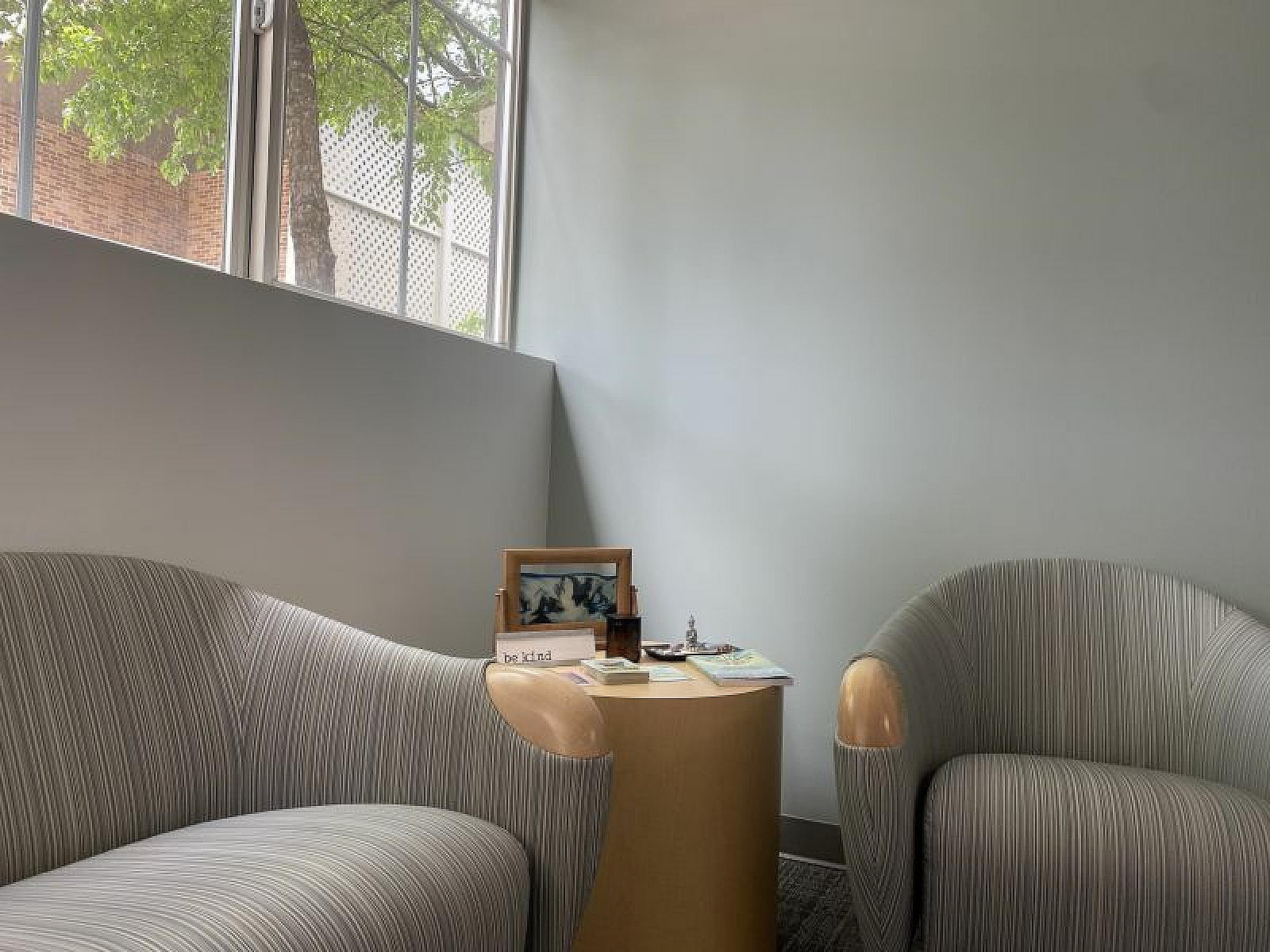 Chairs by a window in the KAP Clinic