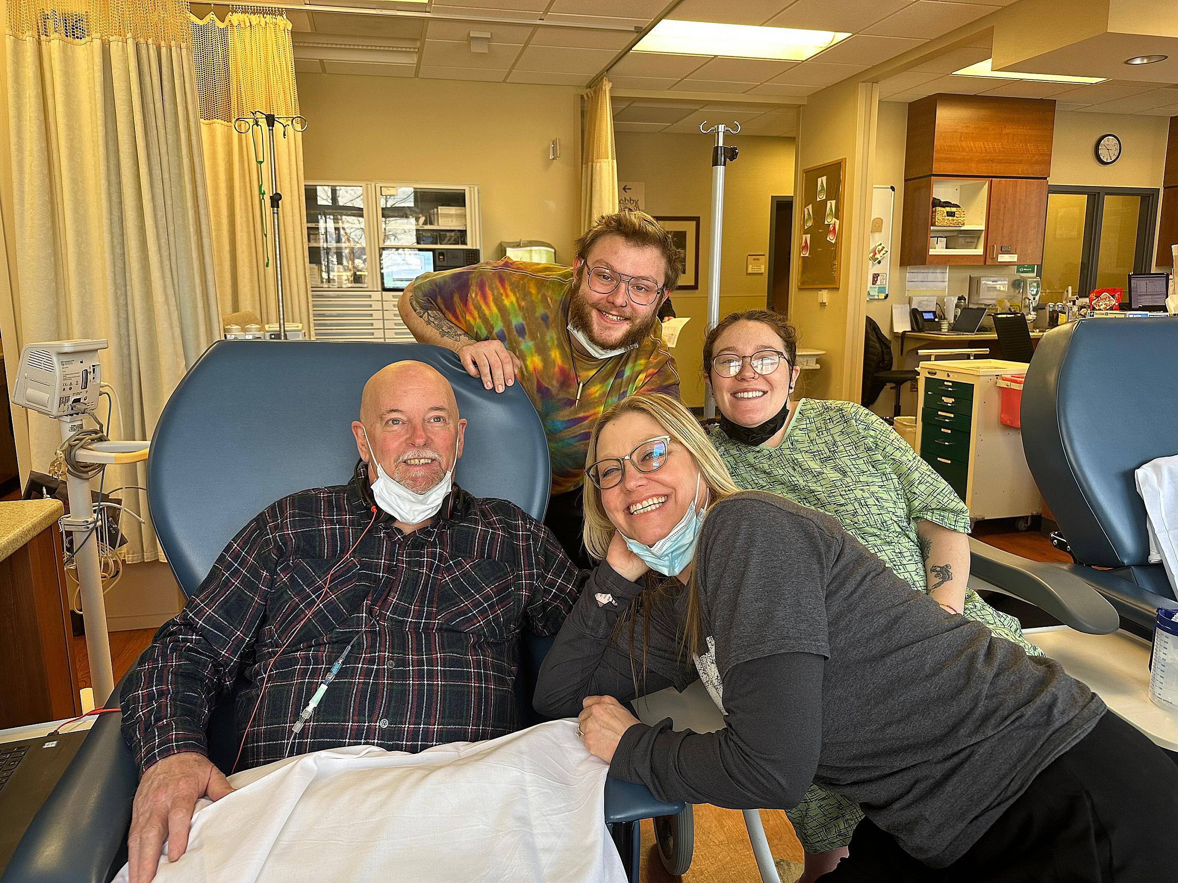 PJ and Lexi with their son and daughter-in-law, who was in labor while PJ received chemo.
