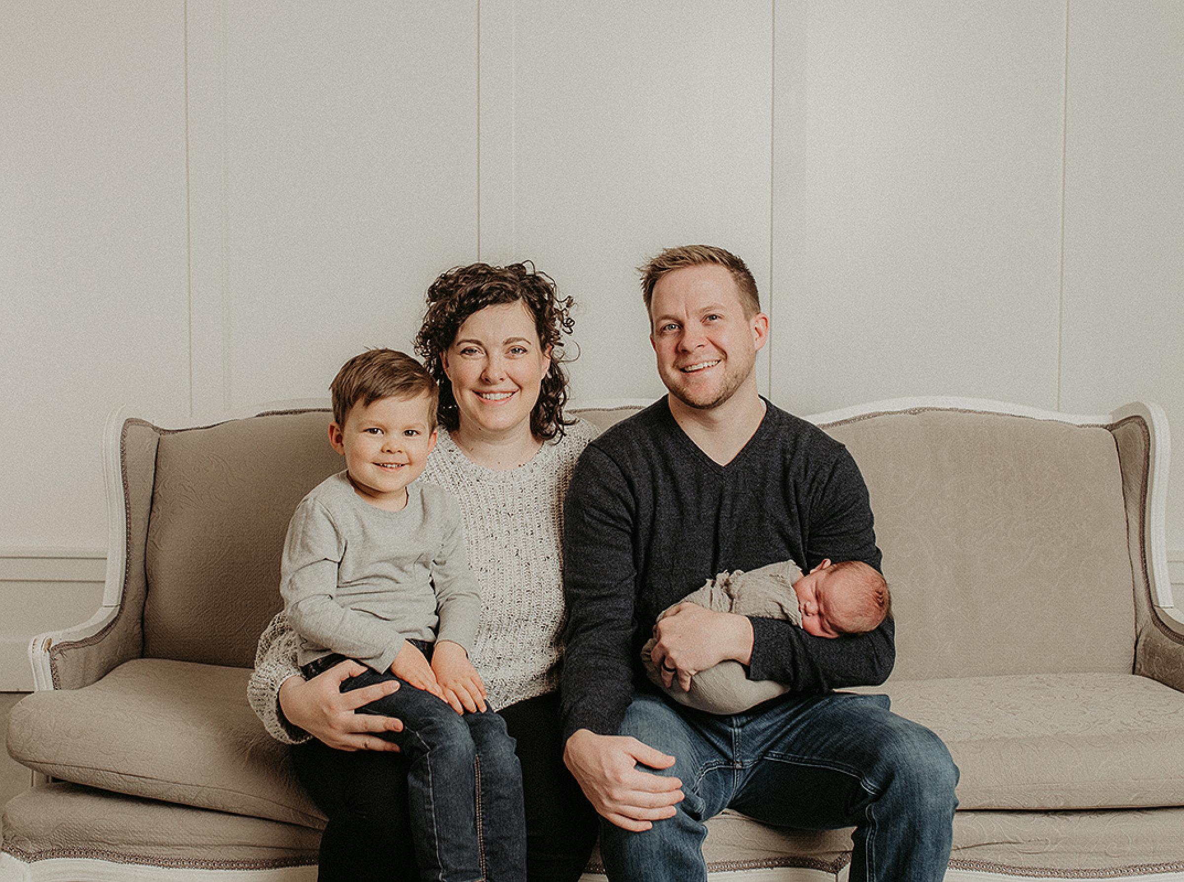 Krista Park and Her Husband and Two Children on Couch