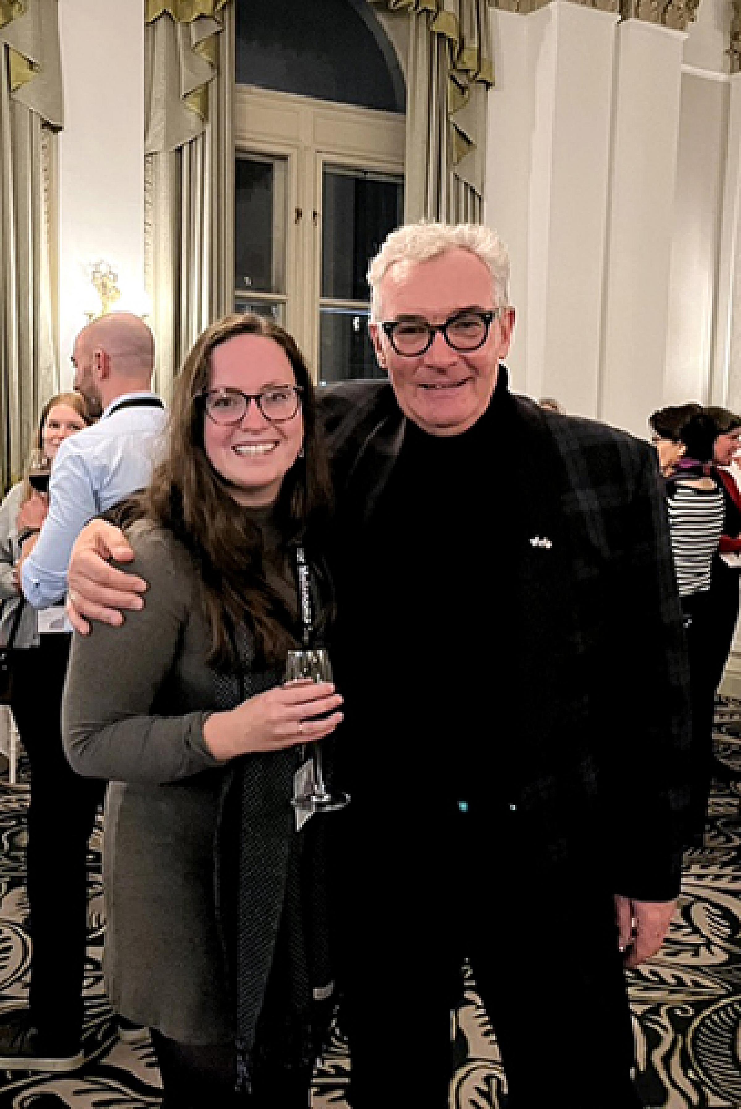 Martin McMahon and Kayla O'Toole, a PhD candidate in the McMahon Lab, at the awards ceremony