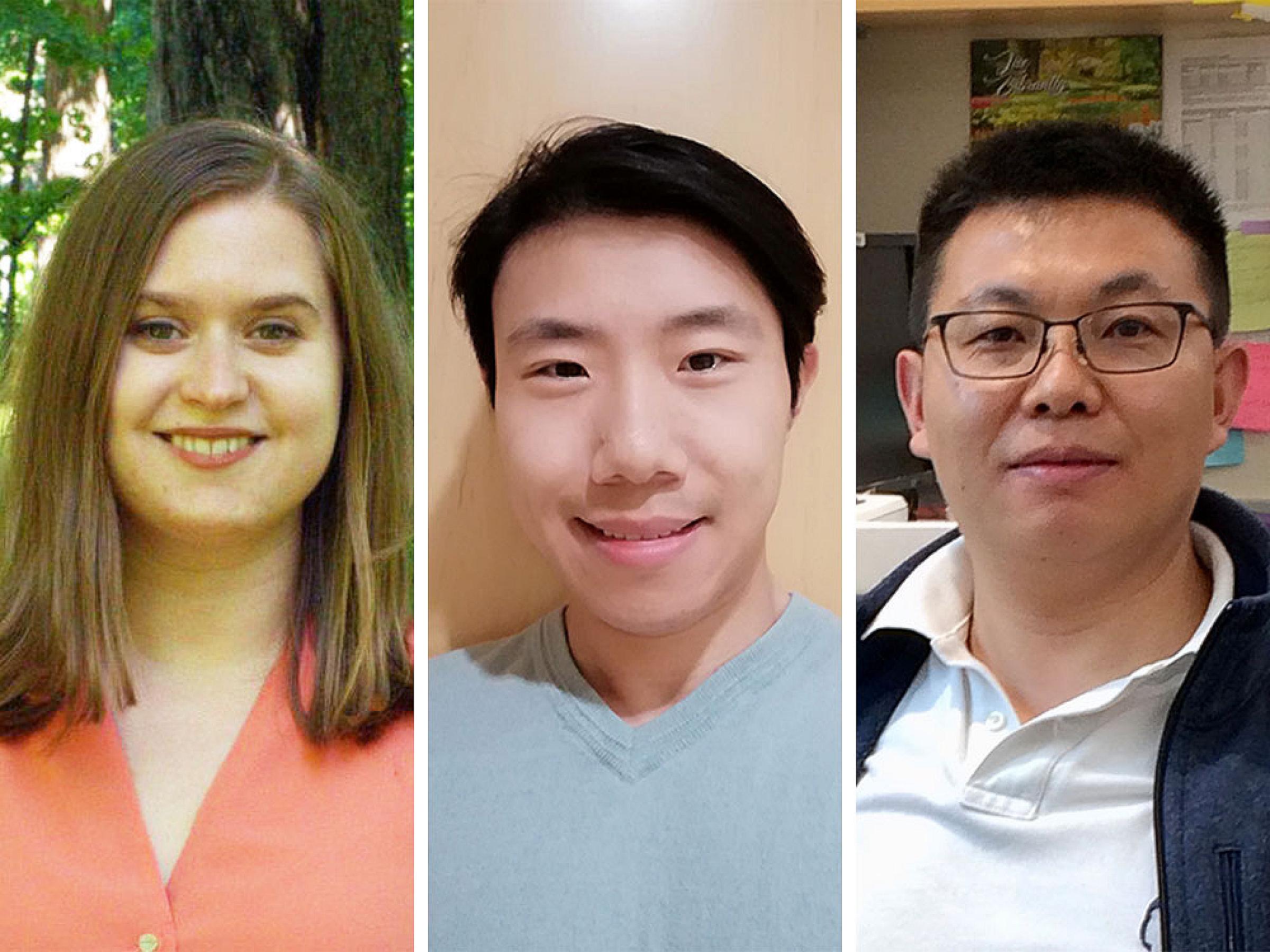 From left to right: Helen Lillie, PhD; Helong Zhao, PhD; and Peng Zhang, PhD