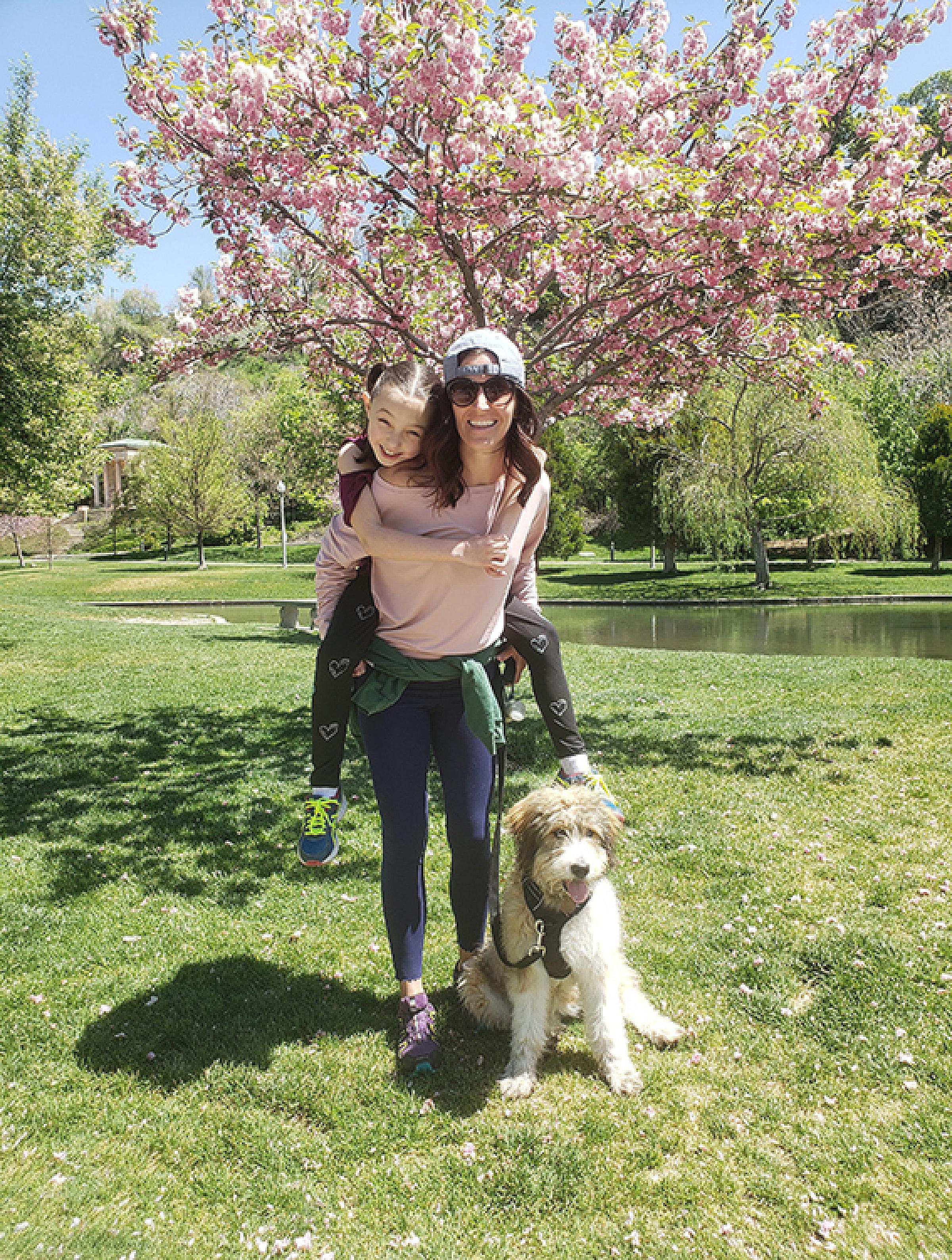 Morgan Marietti, her daughter, and her dog outside