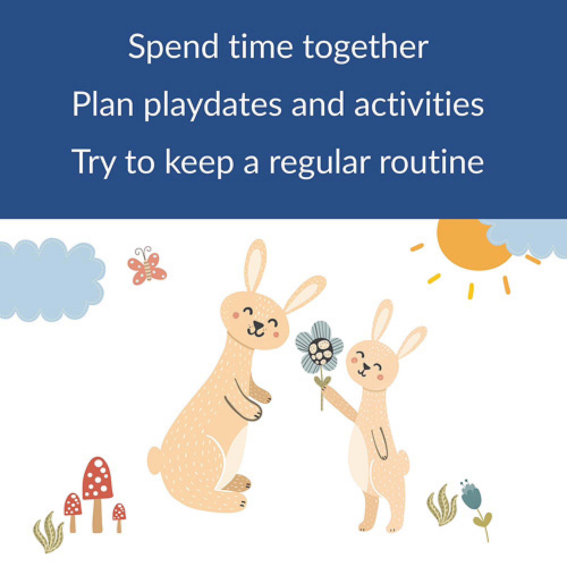 Stylized illustration of a rabbit parent and child