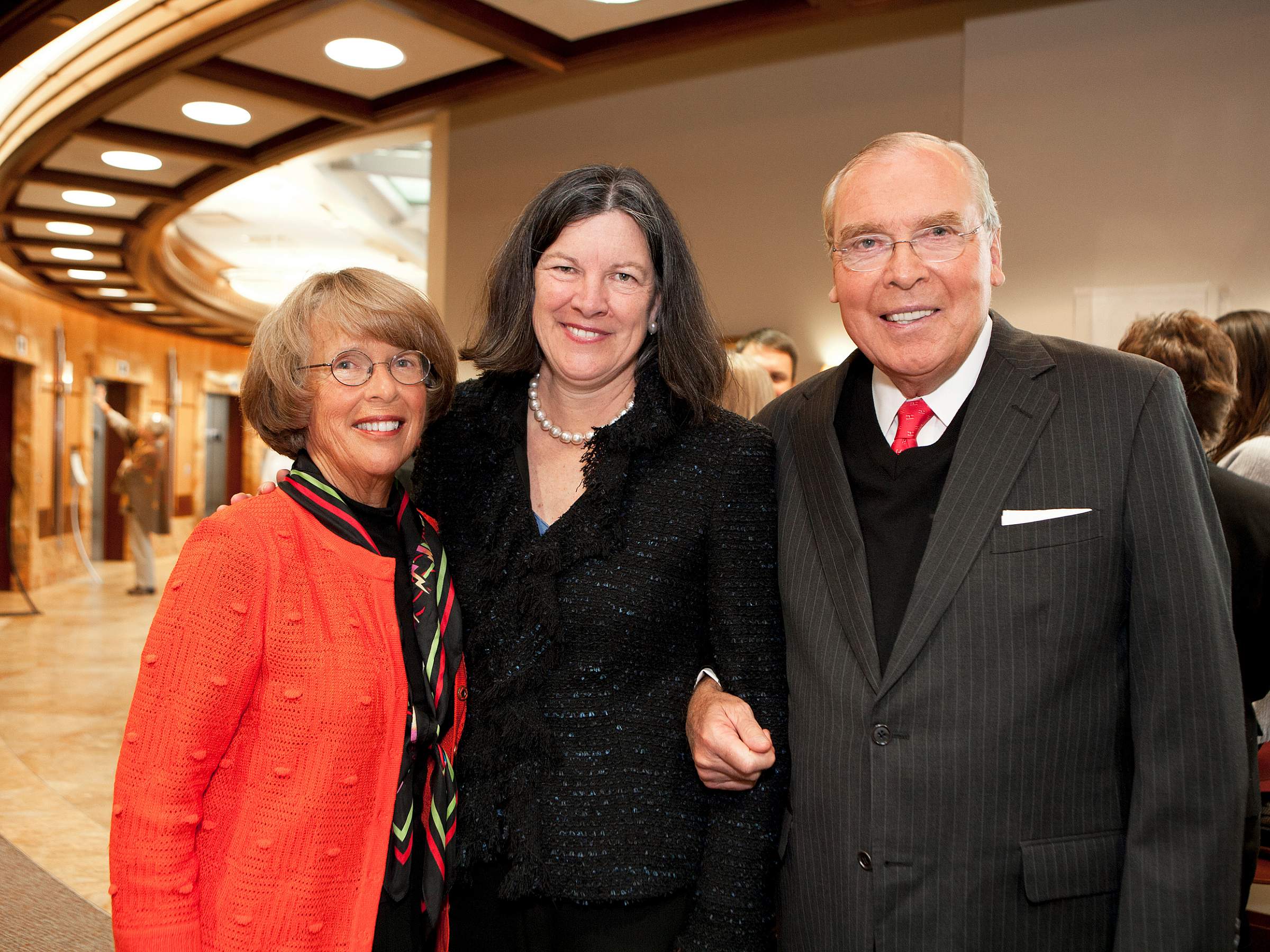 Karen Huntsman, Mary Beckerle, and Jon Huntsman Sr. at the dedication of the cancer hospital expansion, 2011