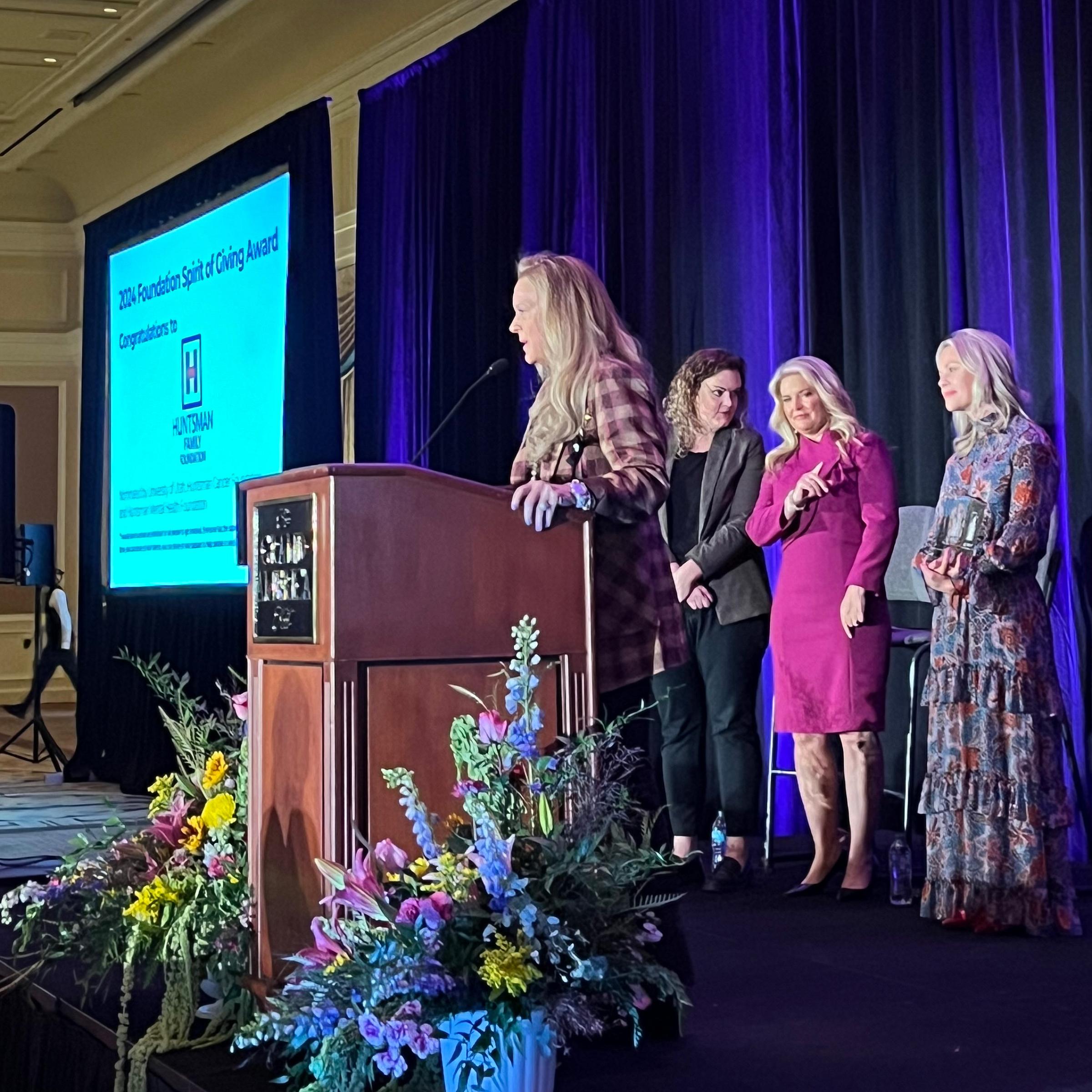 Christena Huntsman Durham accepting the award on behalf of the foundation