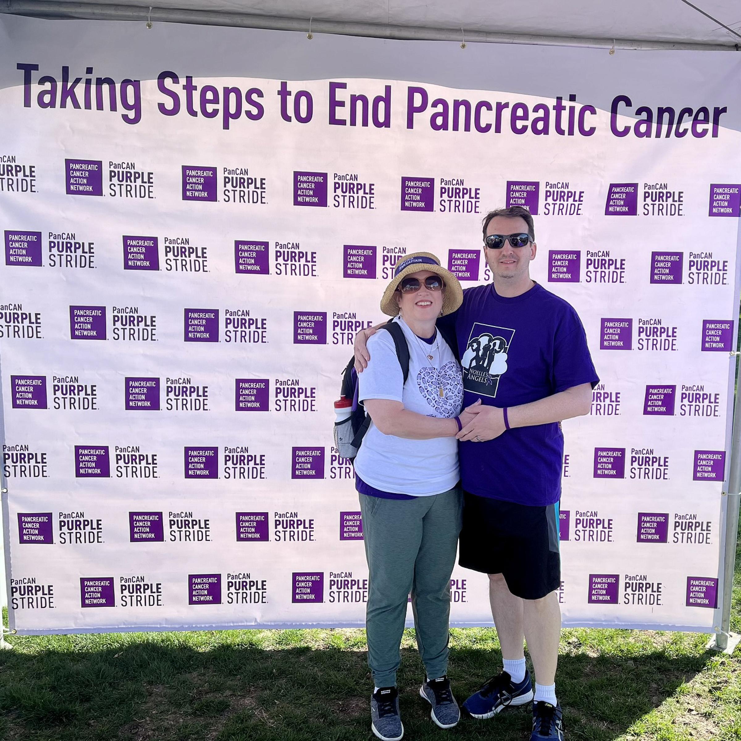 Noelle Gatlin and her husband at the PurpleStride event