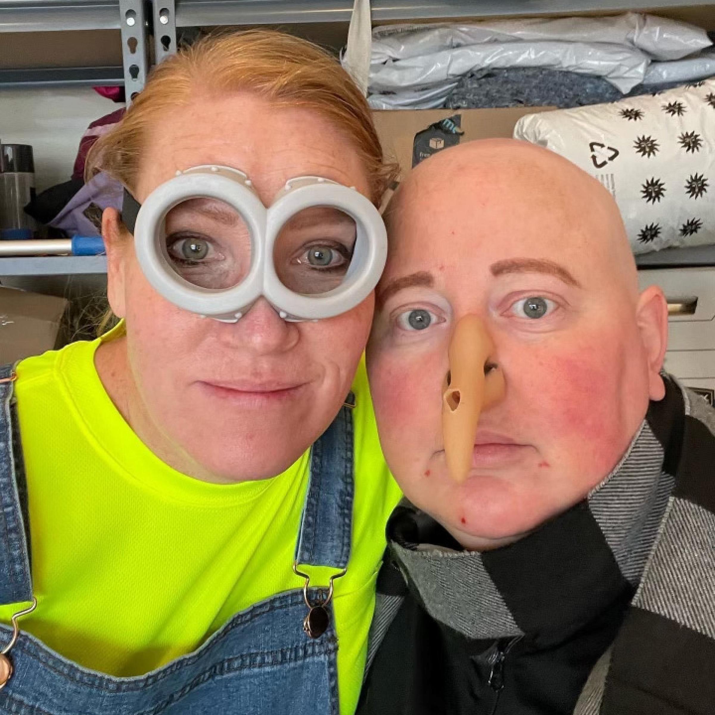 Sara Orgill and a friend dressed up as Gru and a minion from Despicable Me for Halloween