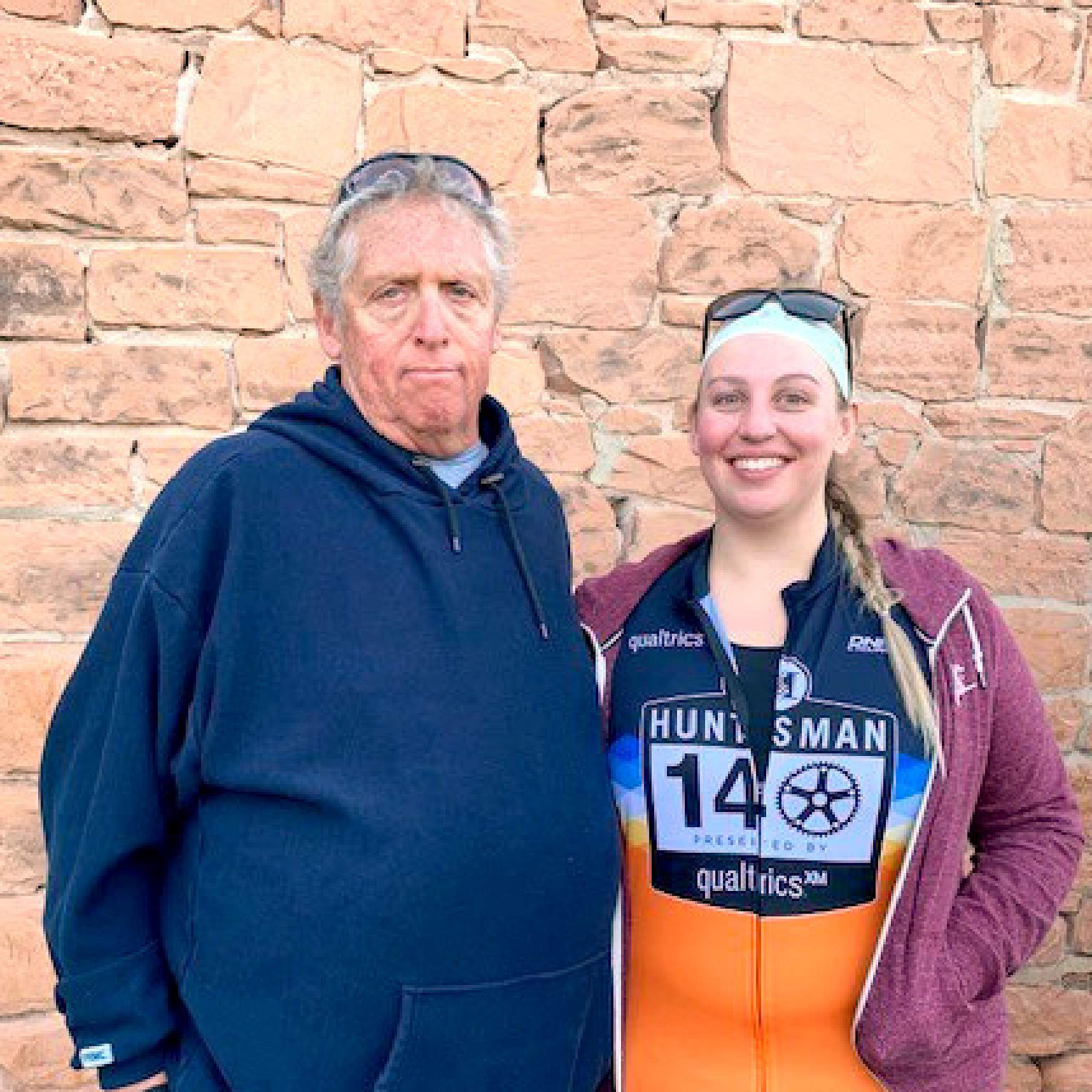 Emily Hobbs standing with her dad