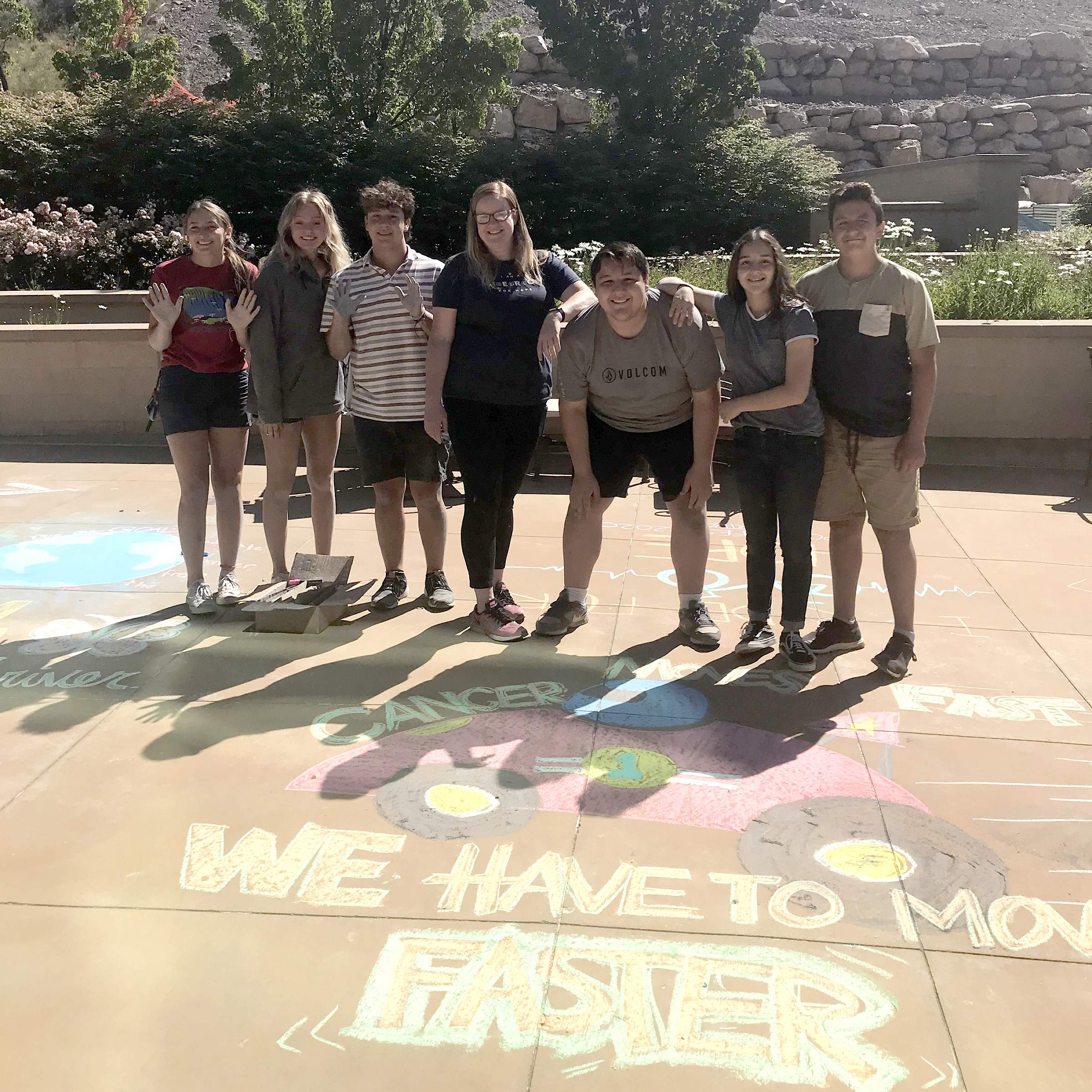 Heather Arauzo and other volunteers on the patient patio