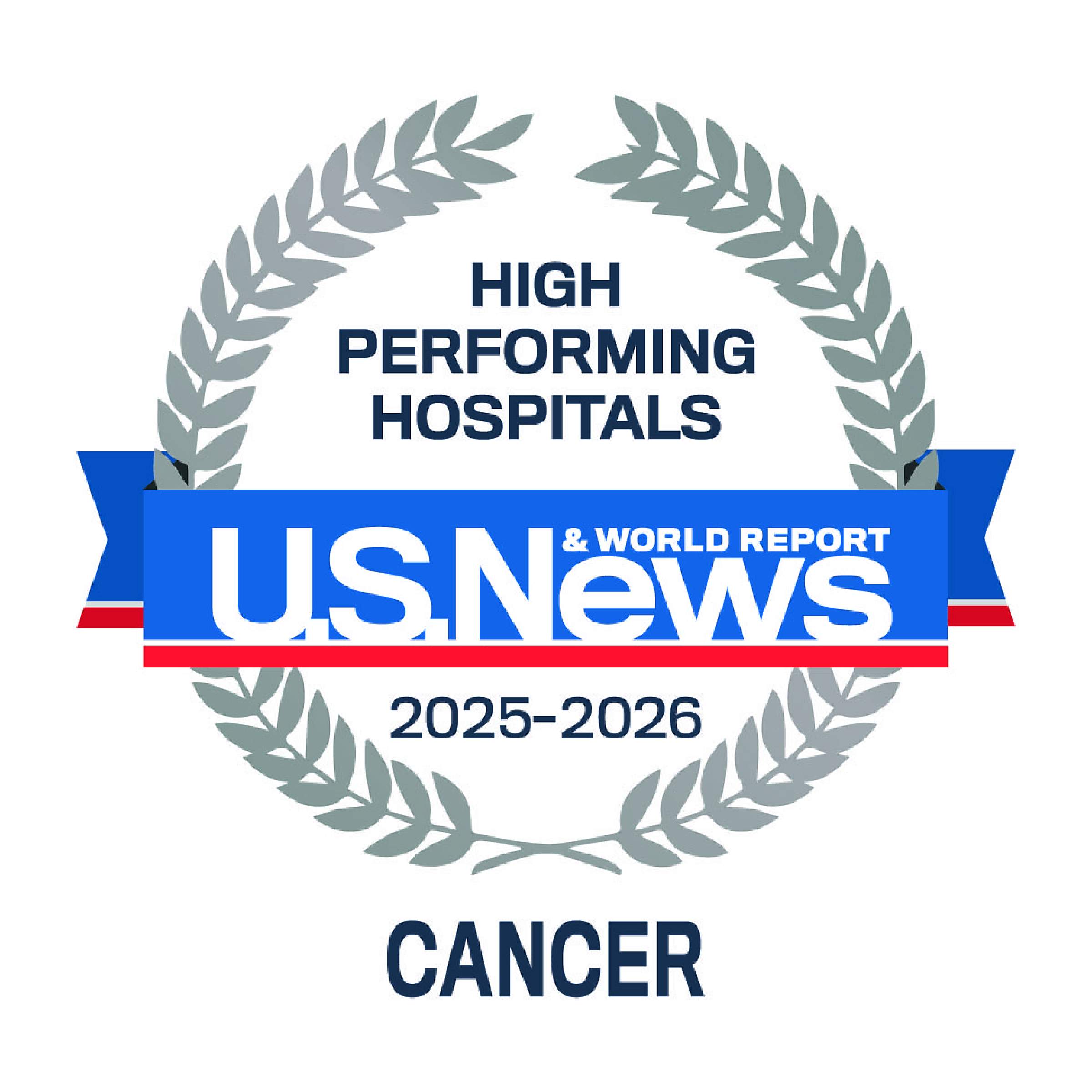 Top Performing Hospital badge for cancer from US News & World Report