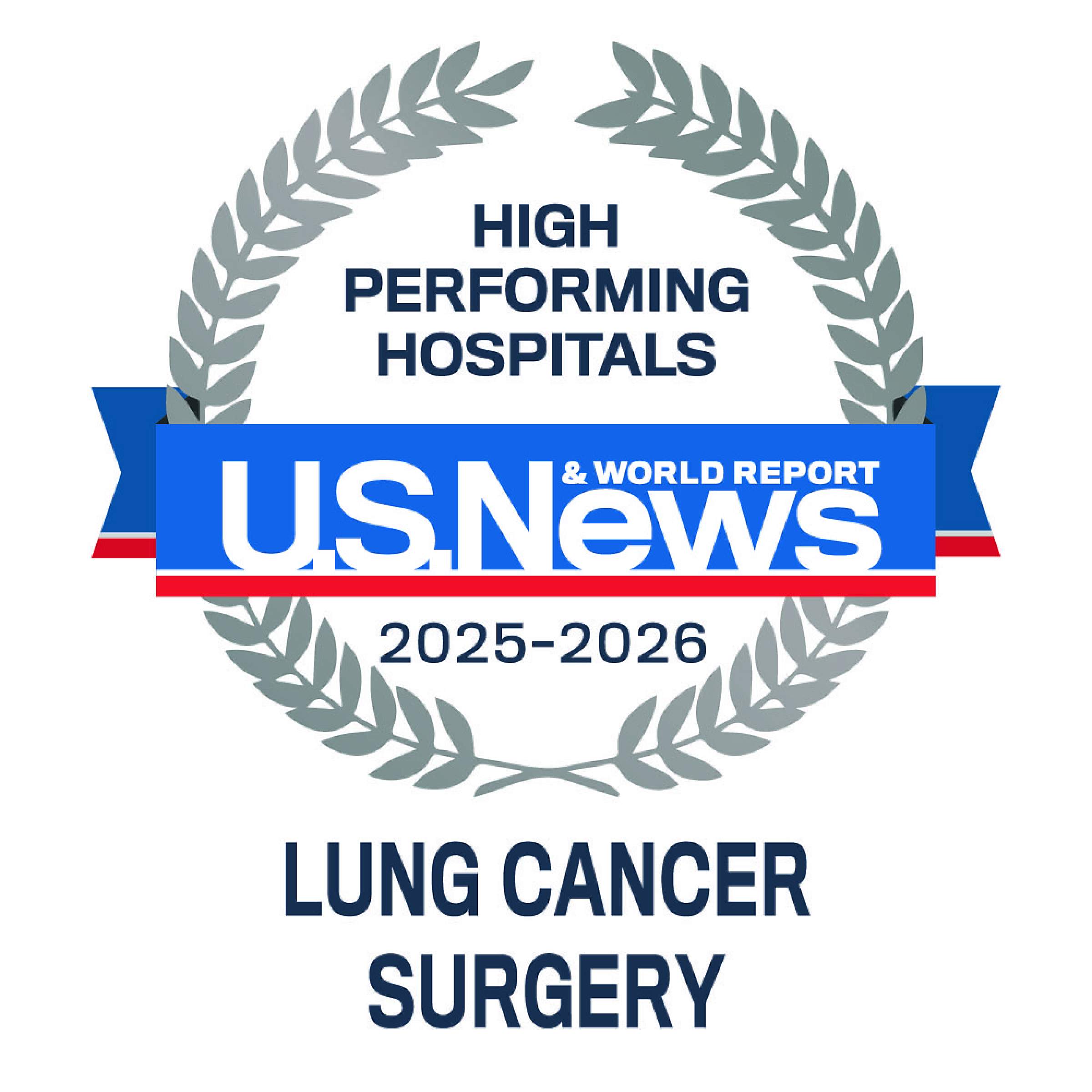 U.S. News & World Report badge for lung cancer surgery for 2025-2026