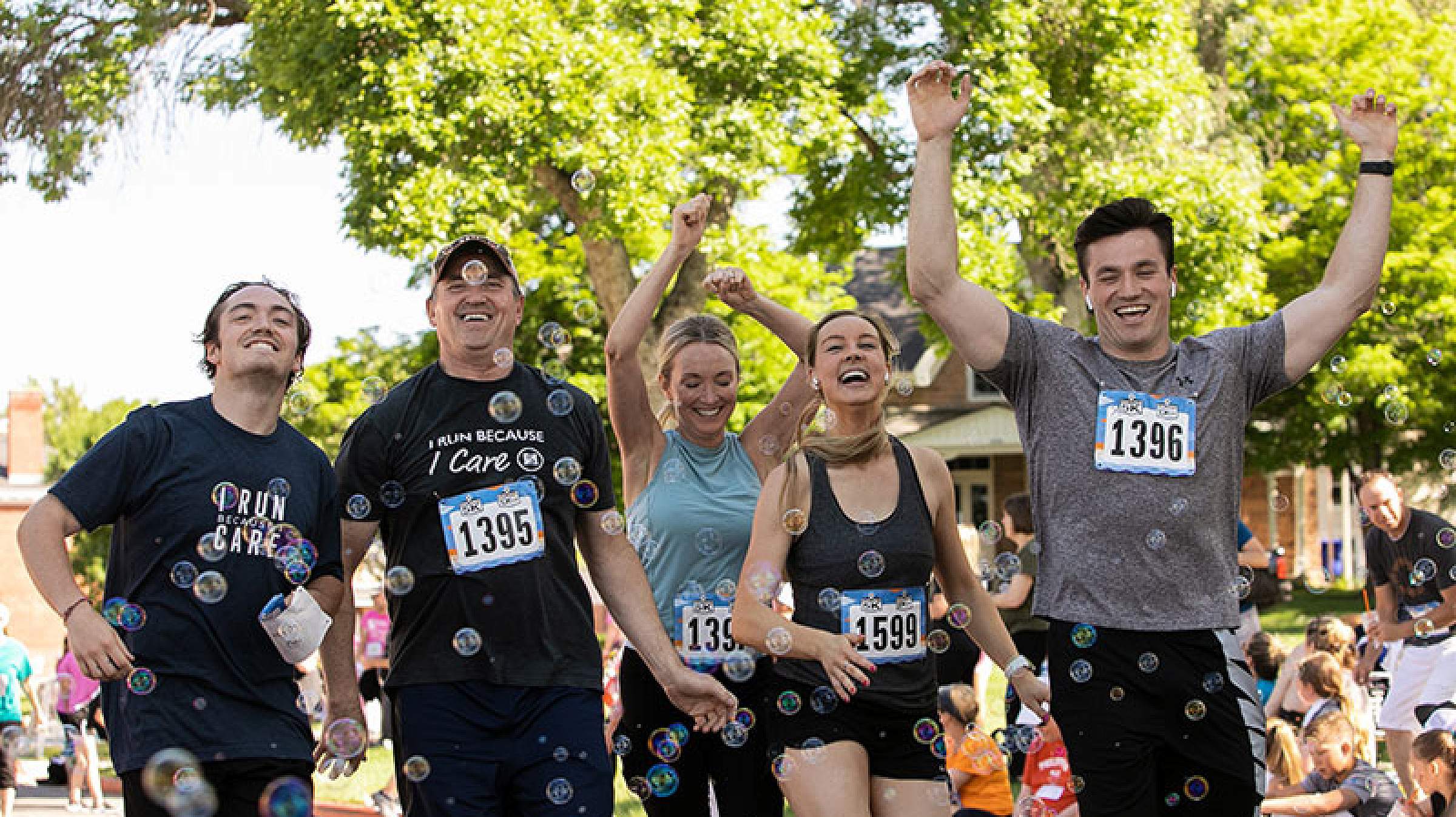 Group of people running in race