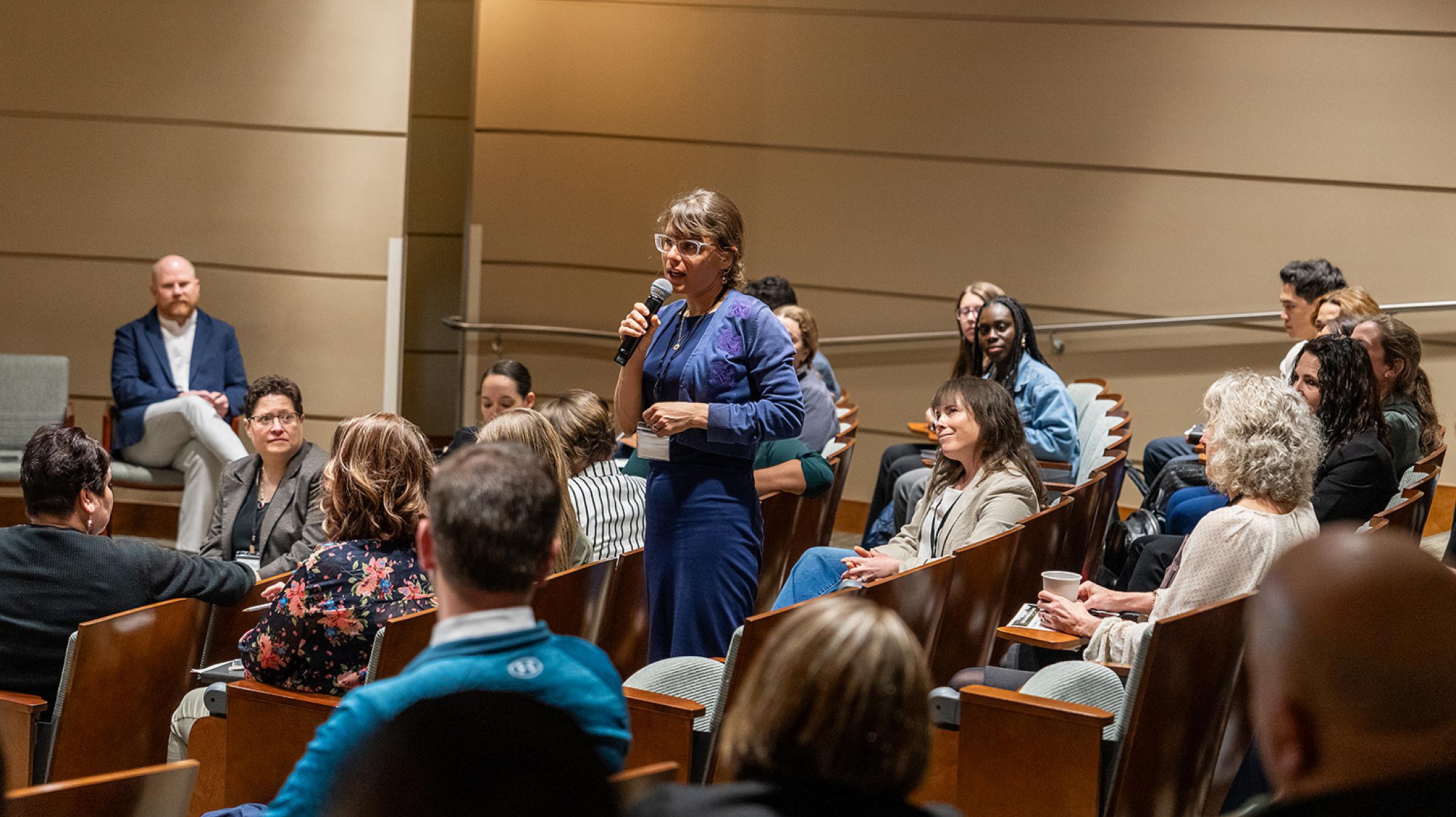Bozena Morawski speaking during a presentation