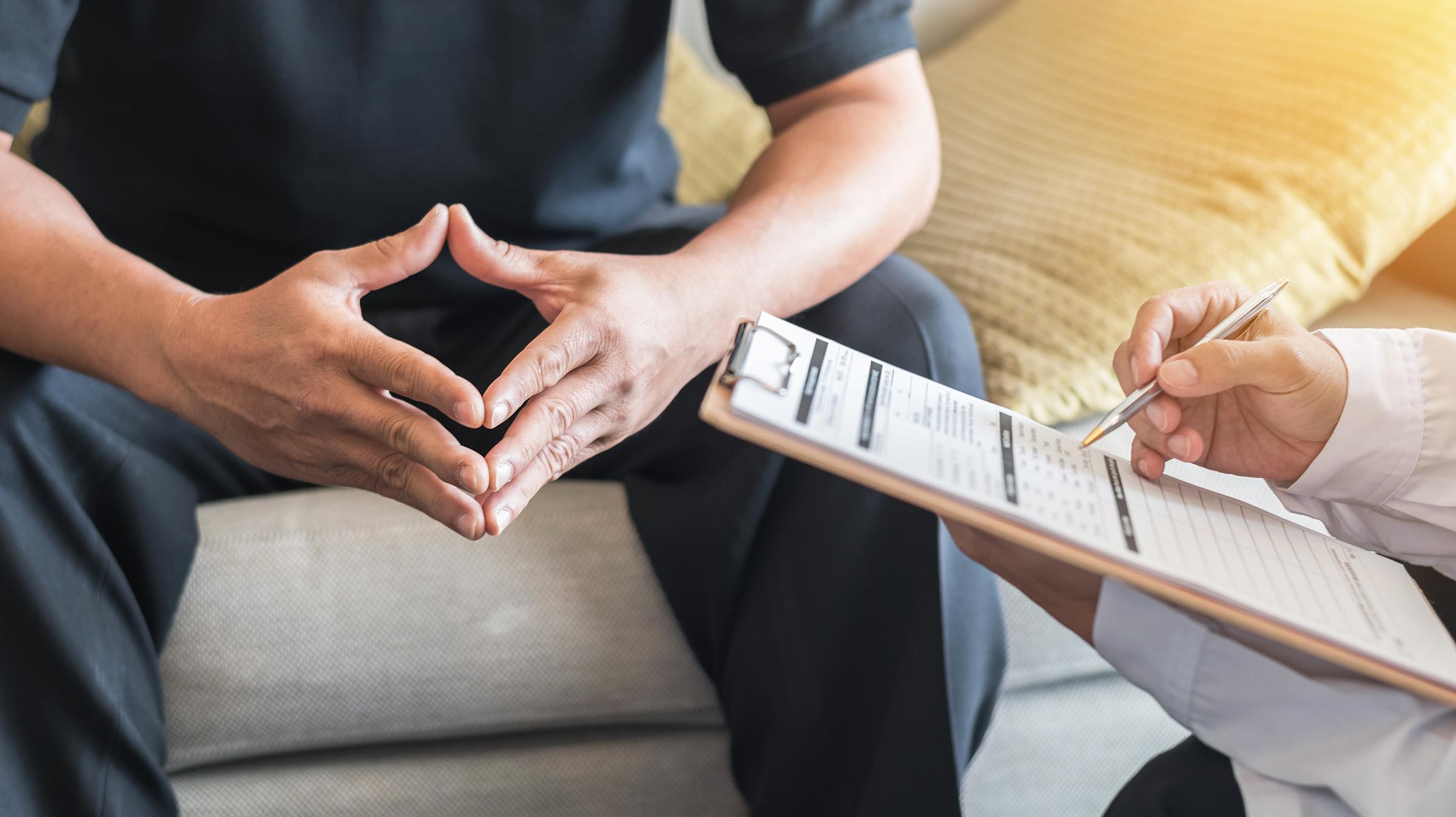 Provider talking with patient