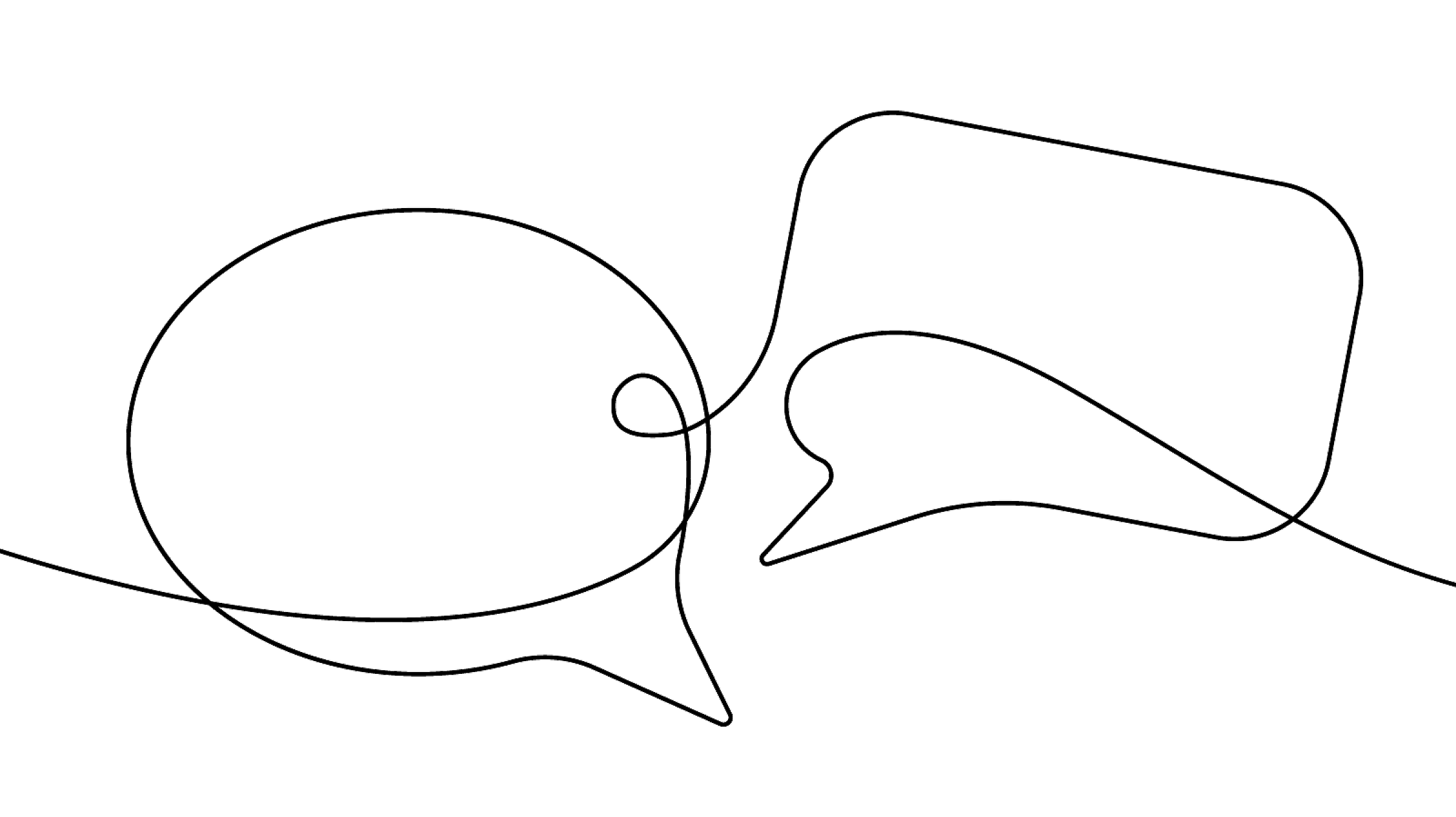 Line drawing of two speech bubbles