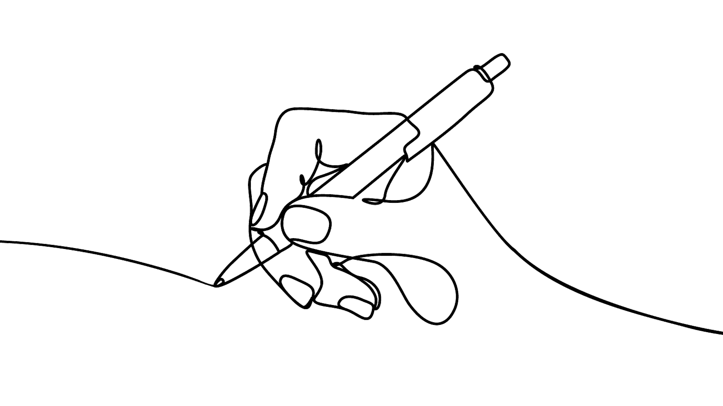 Line drawing of a hand holding a pencil