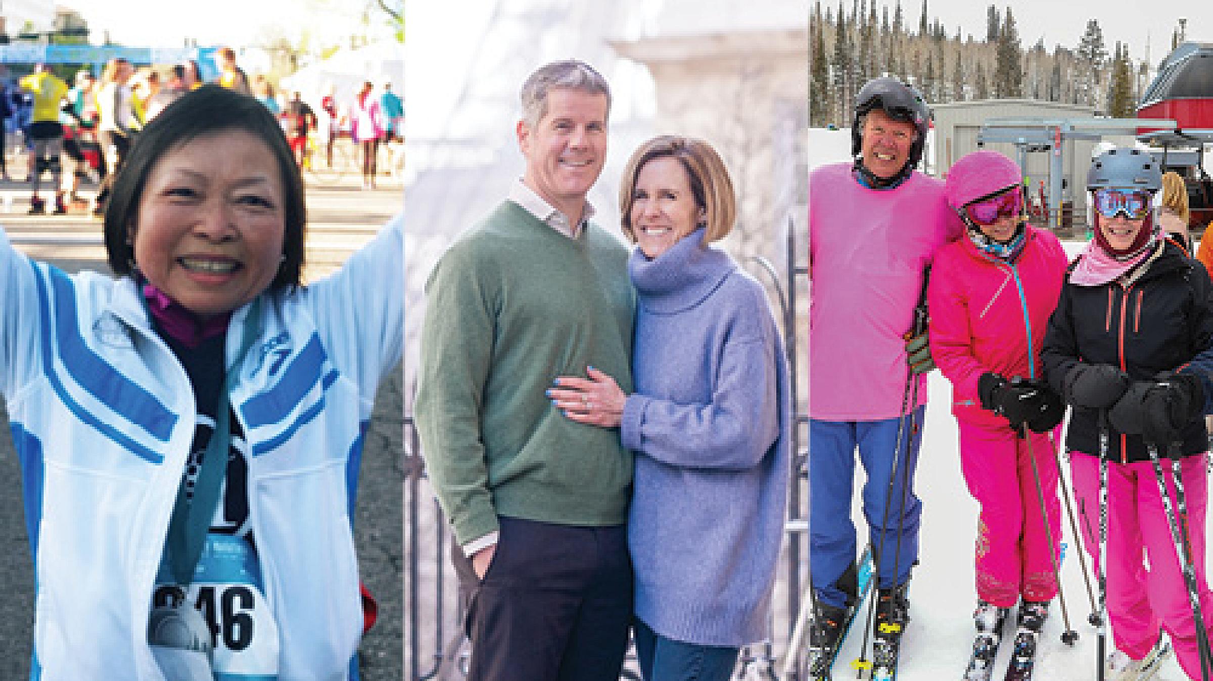 Huntsman Heroes collage with Eunice Chen, Ashley and Neil Hafer, and Team De