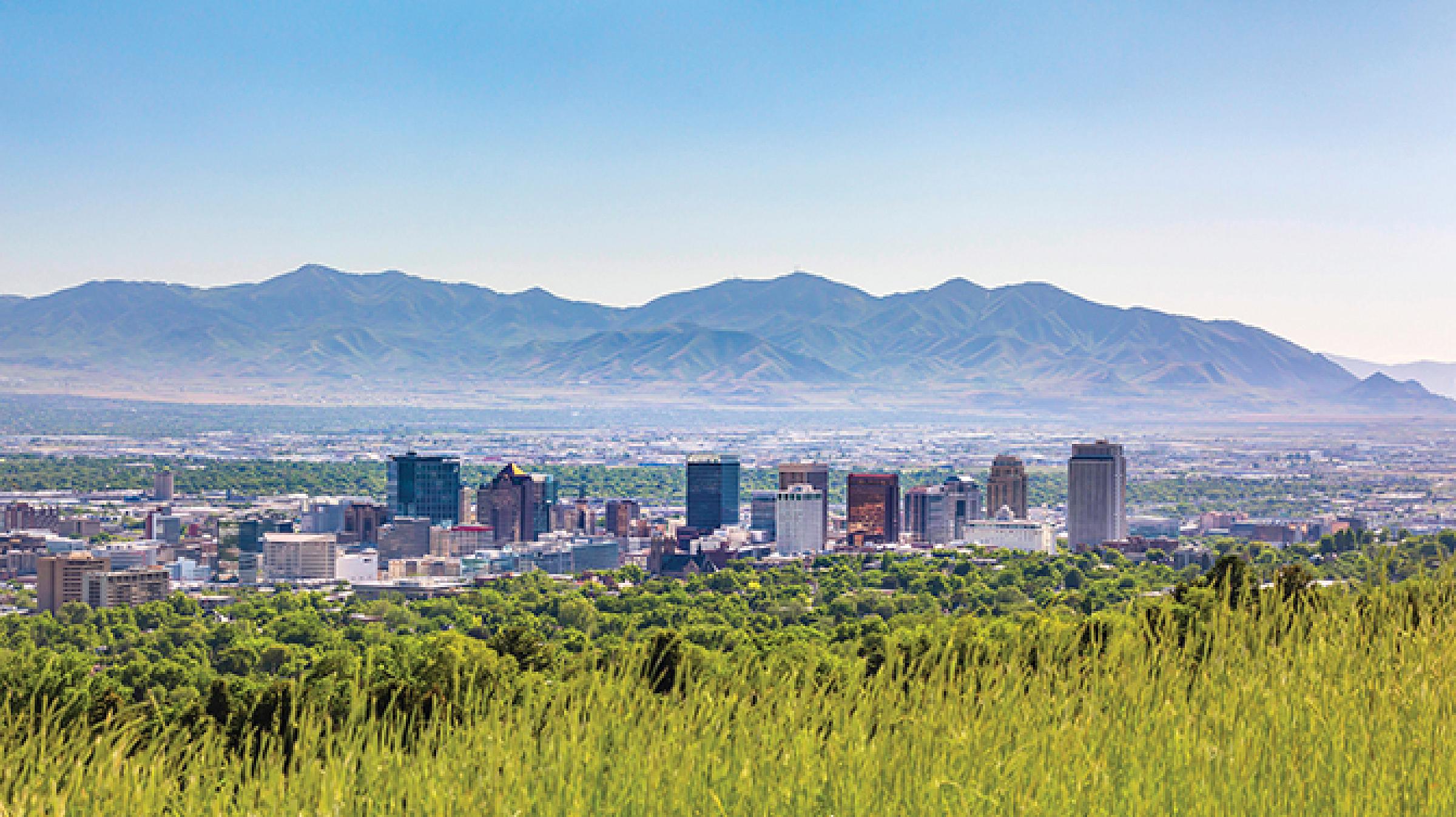 view of the Salt Lake valley on a sunny day