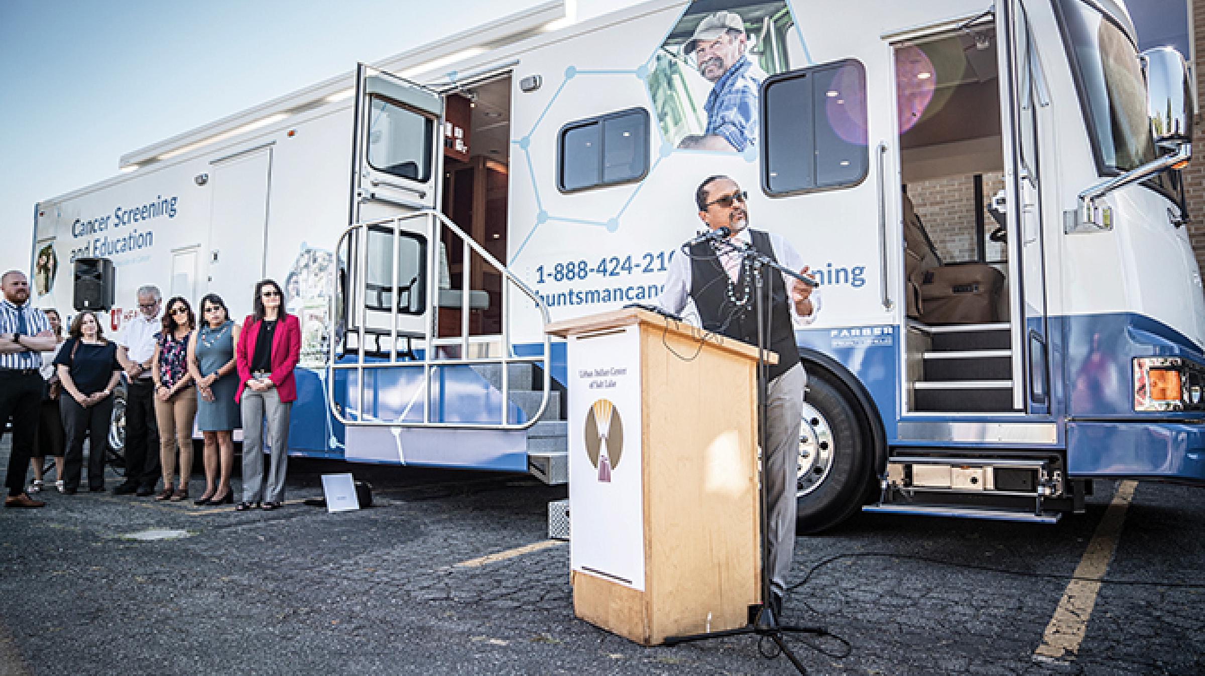 speakers at the inaugural event for the HCI screening bus