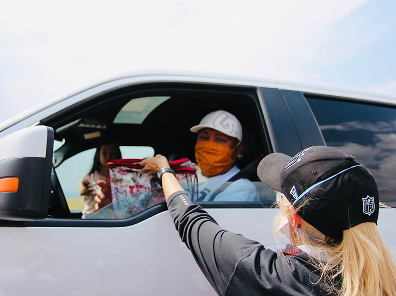 Moran volunteers provided each child with a backpack, including a mask, hand sanitizer, sunglasses with cleaning cloths, and a pencil.