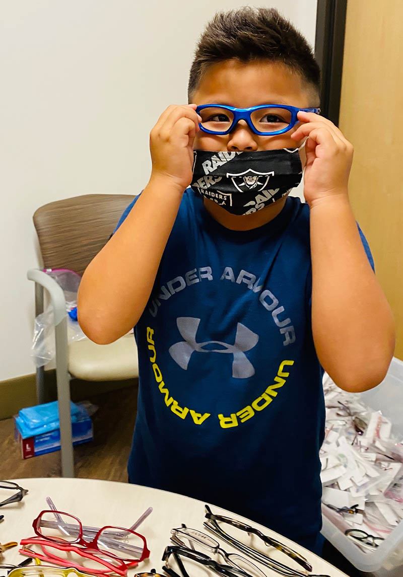 The Moran team pre-screened 420 children, conducted 20 exams, and made eyeglasses for eight children.