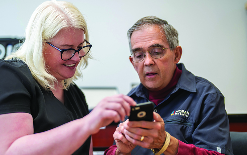 Patients with low vision, like Janna Finerfrock, credit Moran’s Robert M. Christiansen, MD, with having a direct and very positive effect on their quality of life.