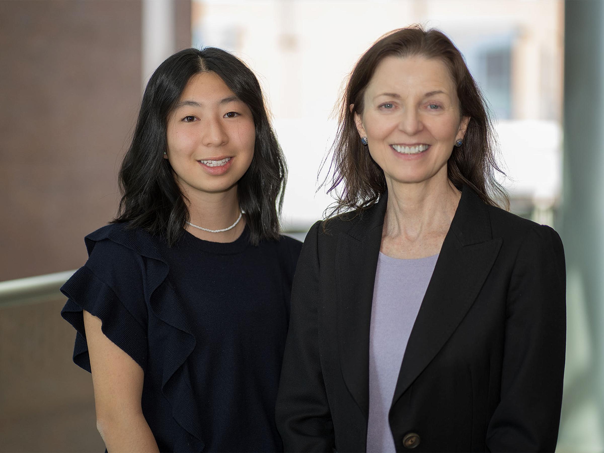 Sarah Lee left, and Mary Elizabeth Hartnett, MD, who has been serving as a mentor for the high school sophomore.