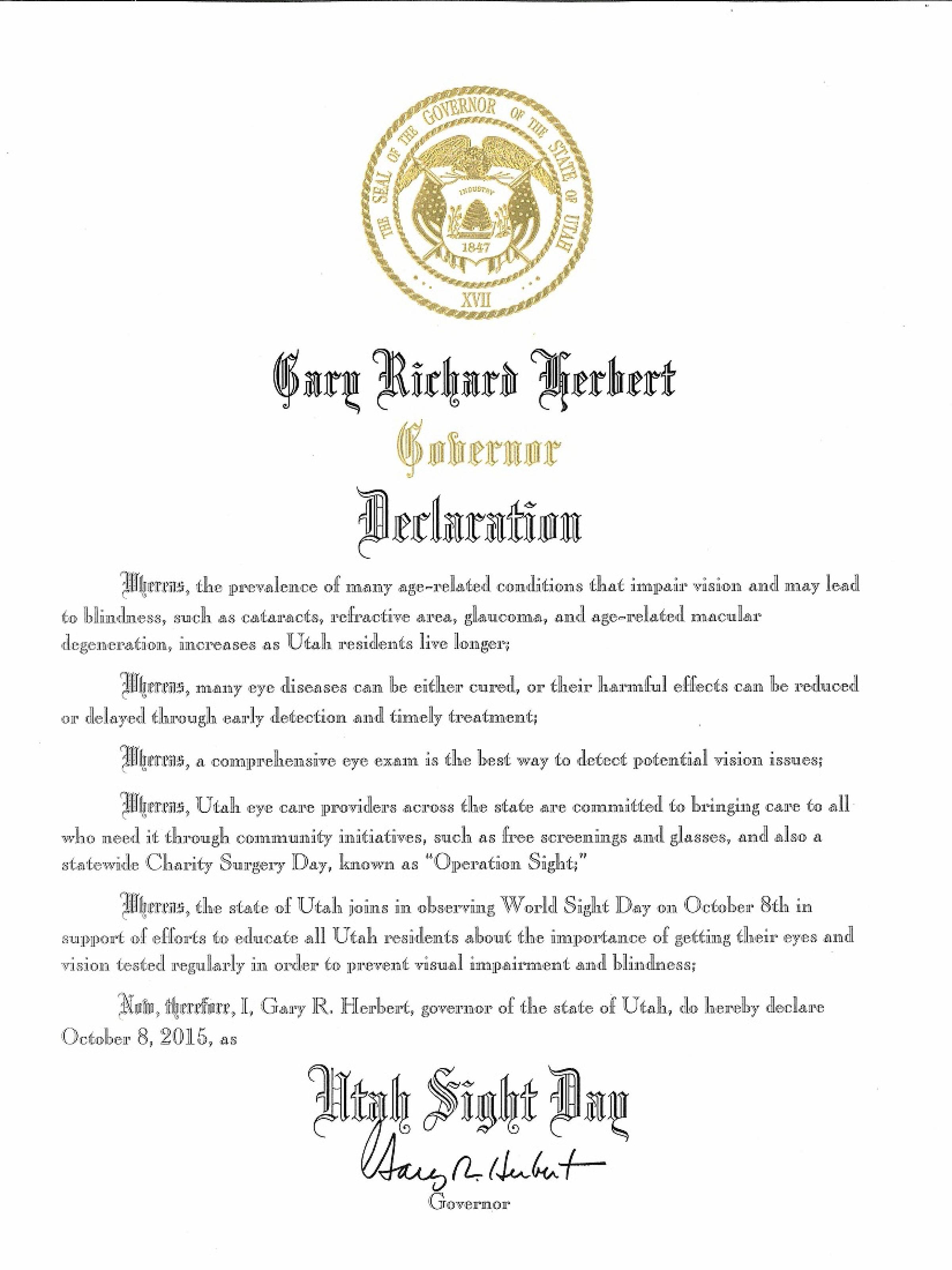 Utah Sight Day Proclamation