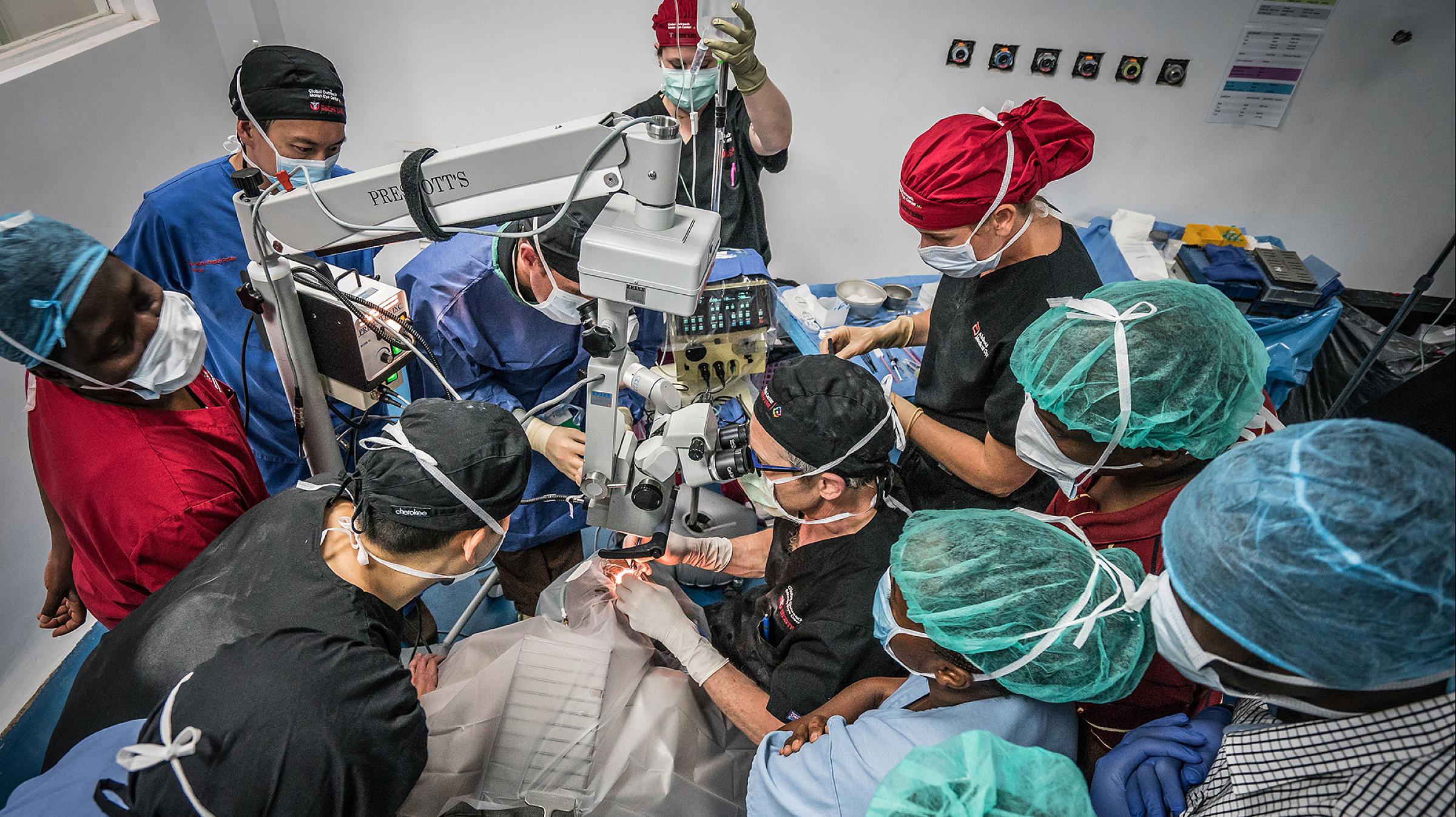Training at a 2017 Moran Eye Center surgical eye clinic in Tanzania.