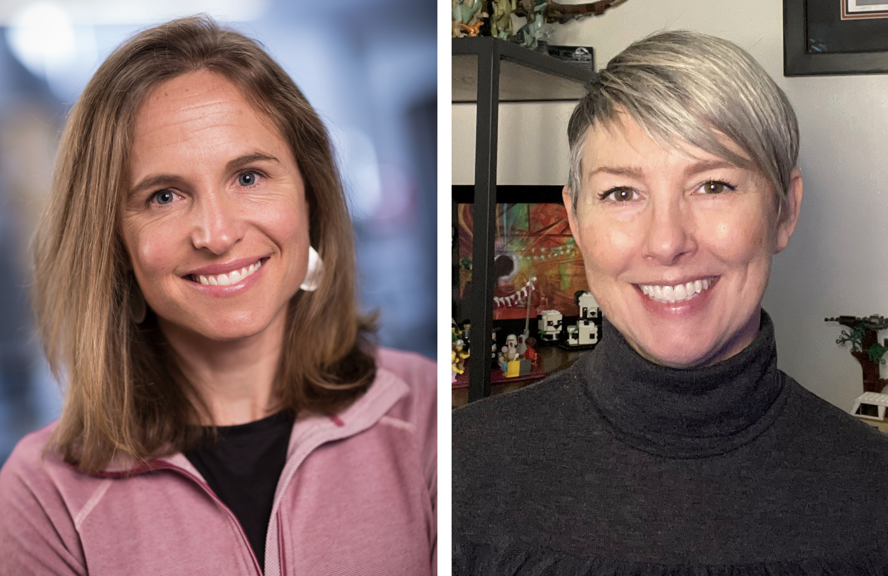 Panel of two profile photos. Both people are smiling at the camera.