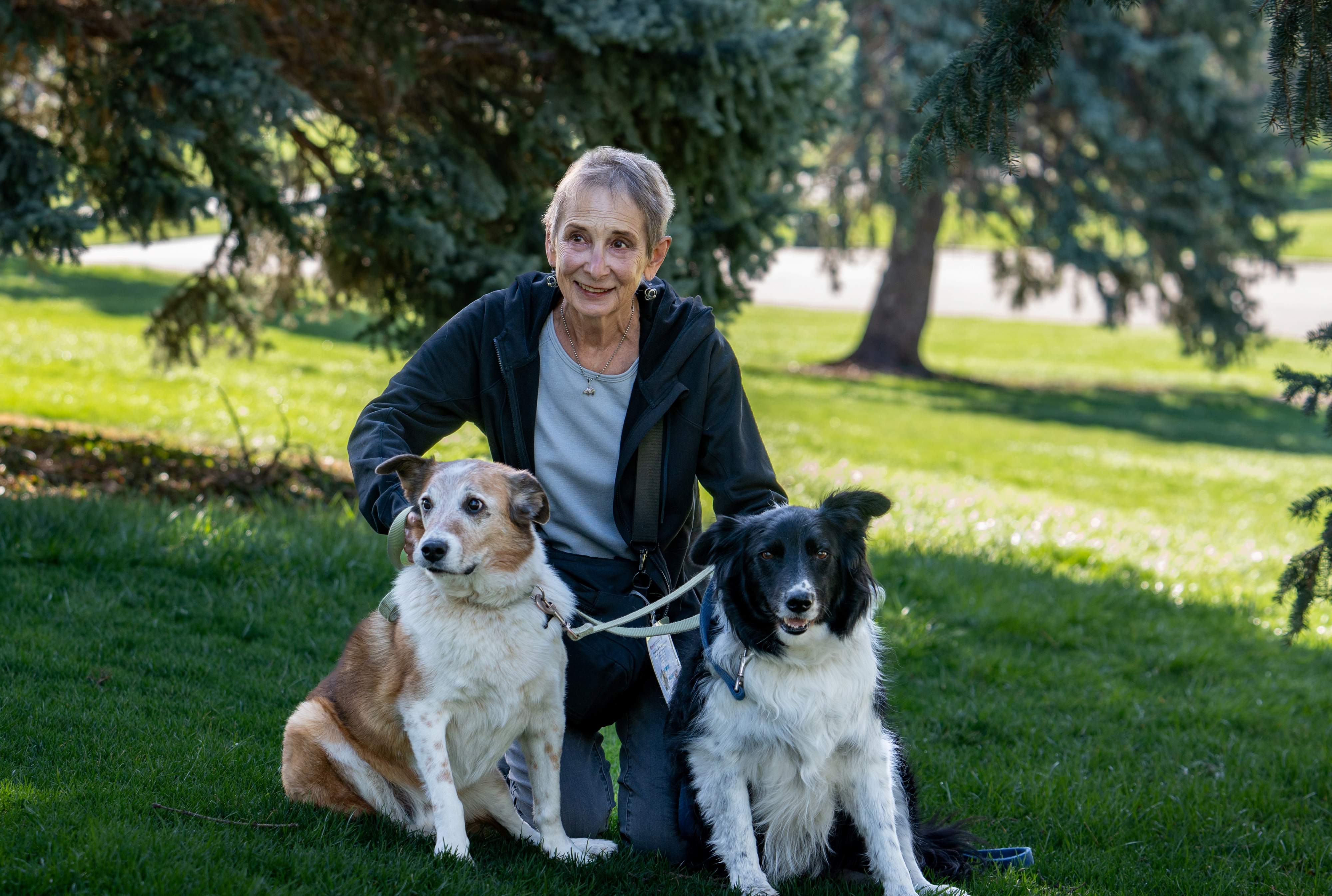 Judy Reide Enjoying the Outdoors With Her 2 Dogs
