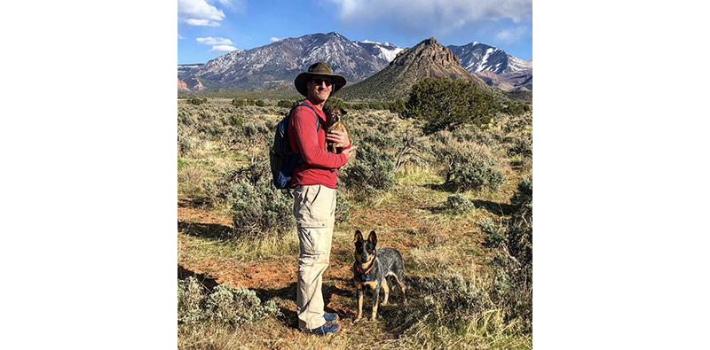 Hank Tempest with Winslow and Jaq, Round Mountain and LaSals, 2020
