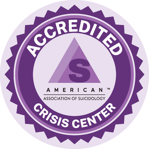Accredited Crisis Center seal from the American Association of Suicidology (AAS) 