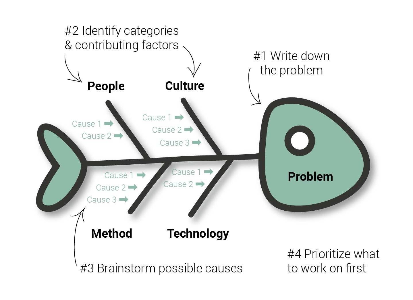 Four steps for a fishbone diagram
