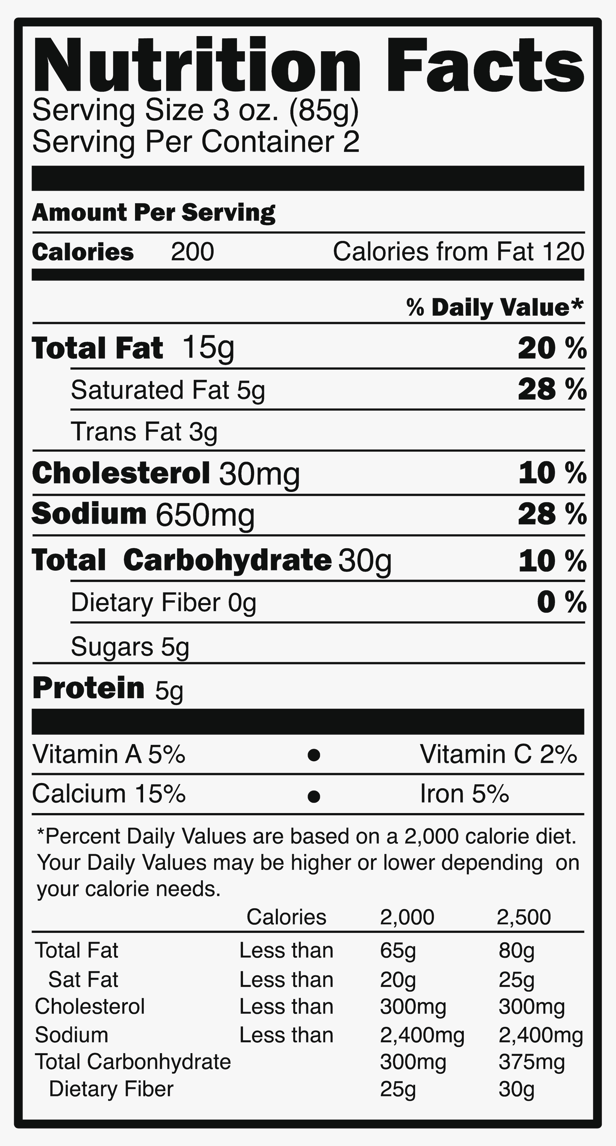 nutrition facts label