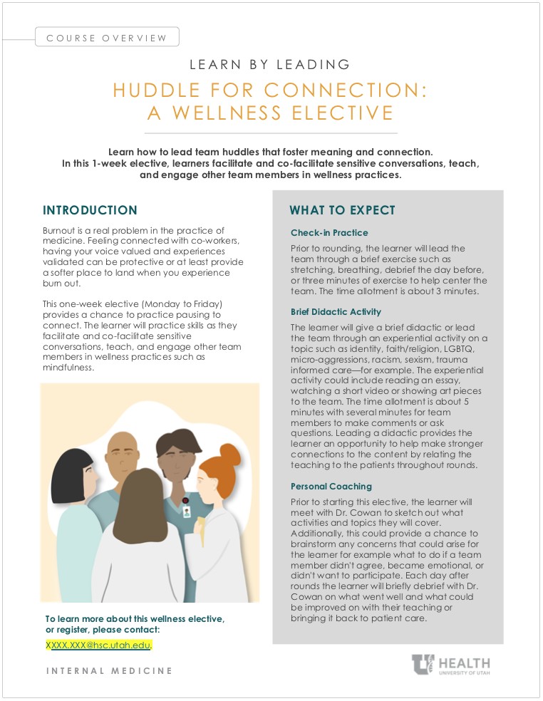 Flyer on how to huddle for connection