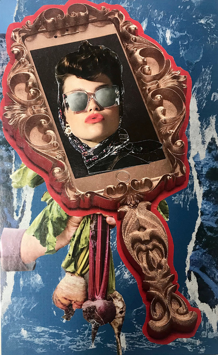 A person's reflection in a mirror