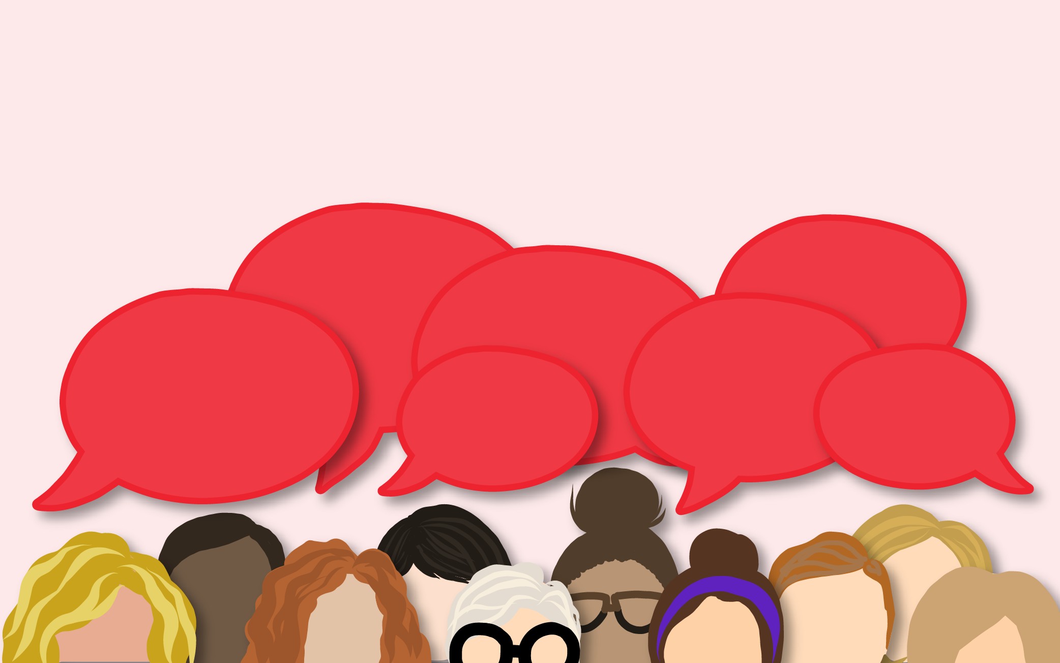 People with speaking bubbles above their heads