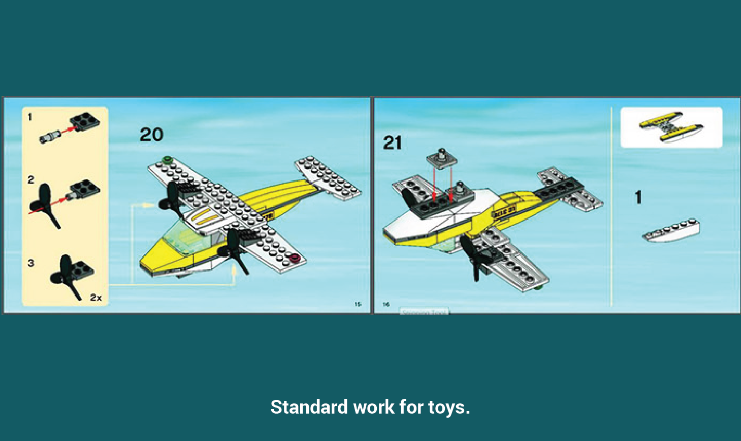 Standard instructions to putting a toy airplane together