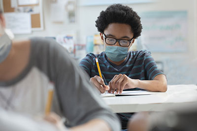 Student with mask