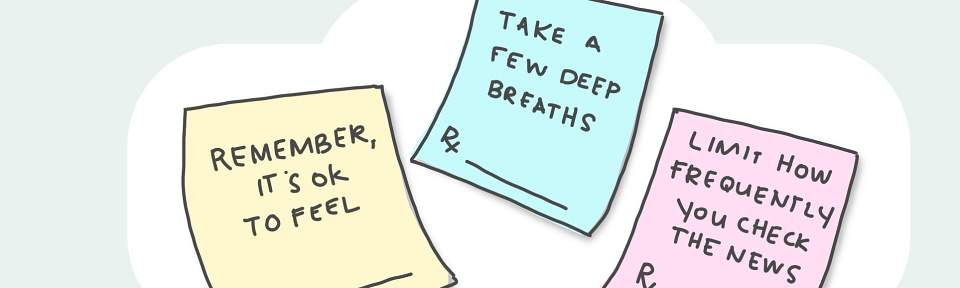 Post-It notes with mindfulness sayings on them