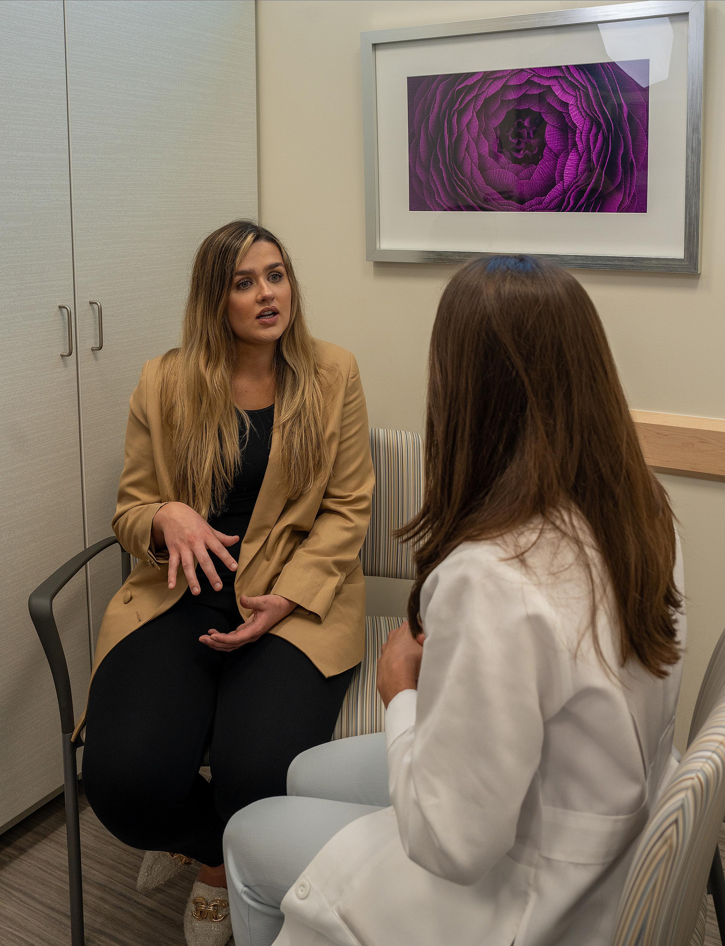 Patient Ashlee talking with U of U Health Doctor