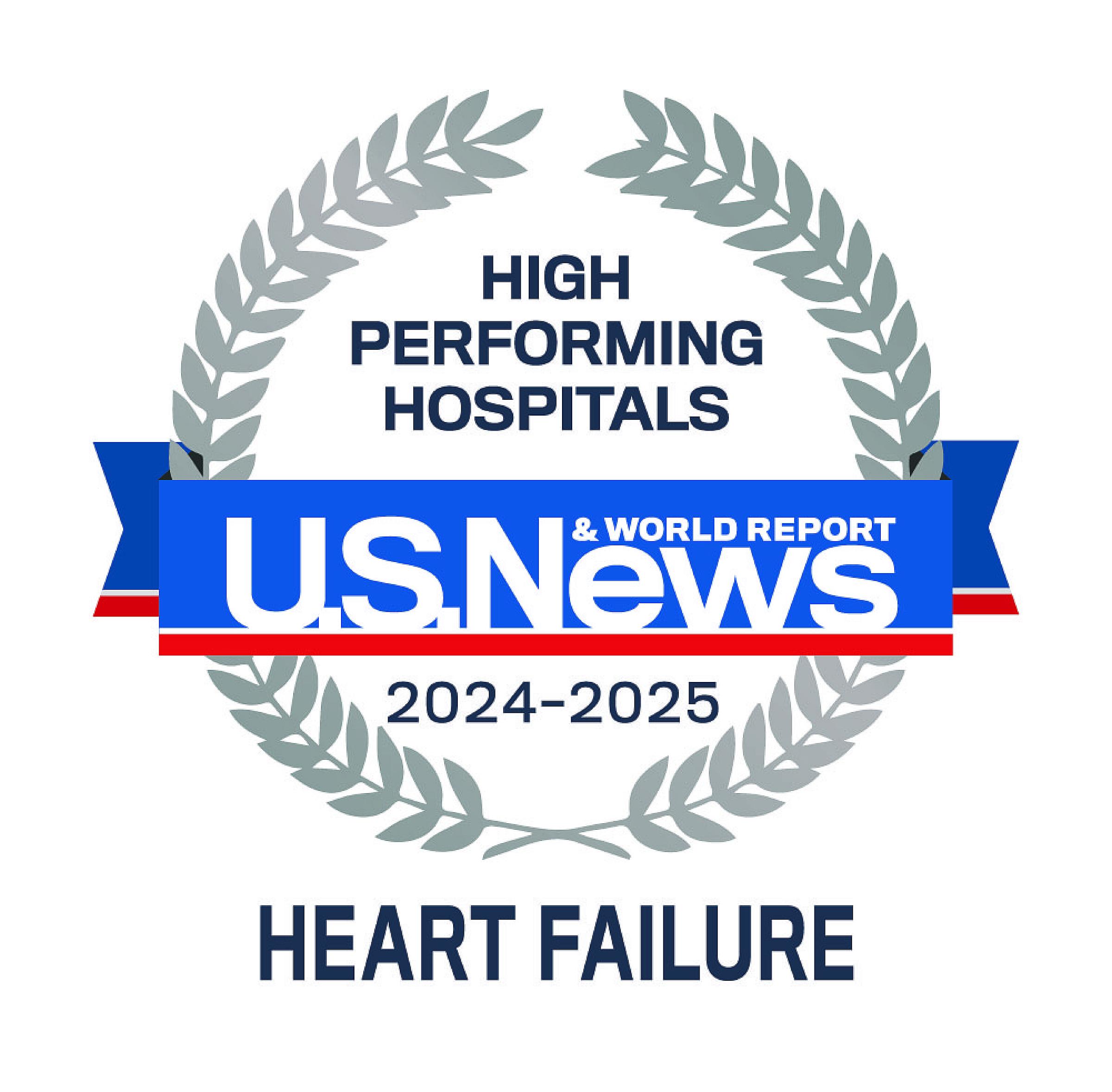 High performing treatment for heart failure treatment badge from US News & World Report 2022-2023