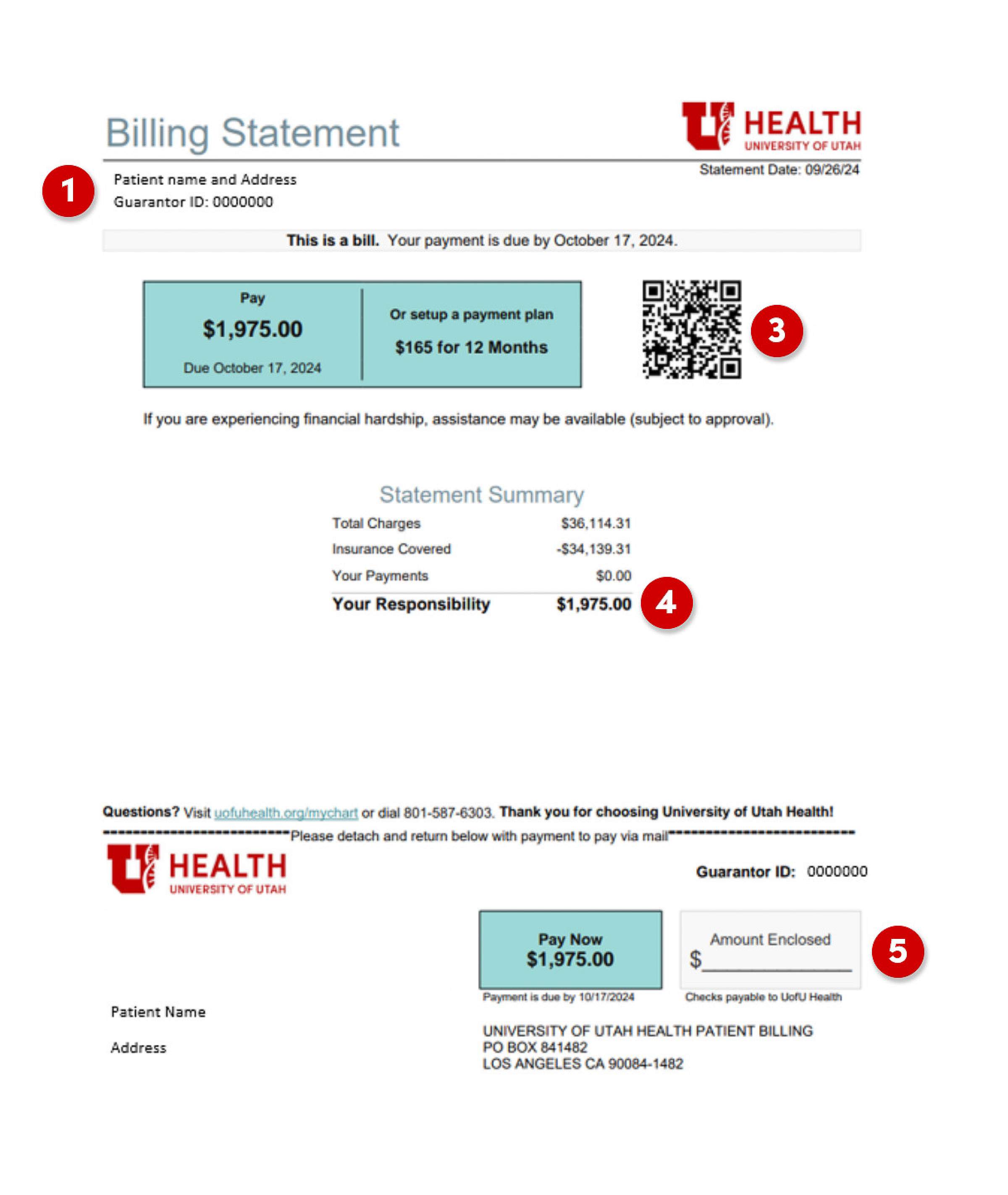 Example billing statement side 1