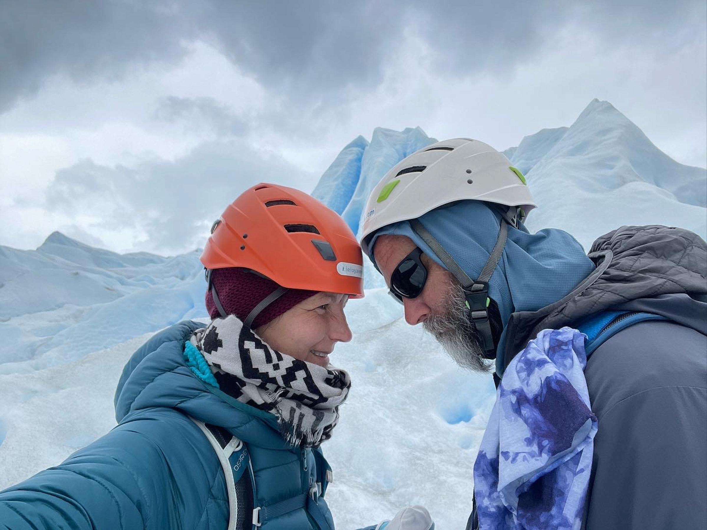 Mindy Torman, cochlear implant patient, against a snow background