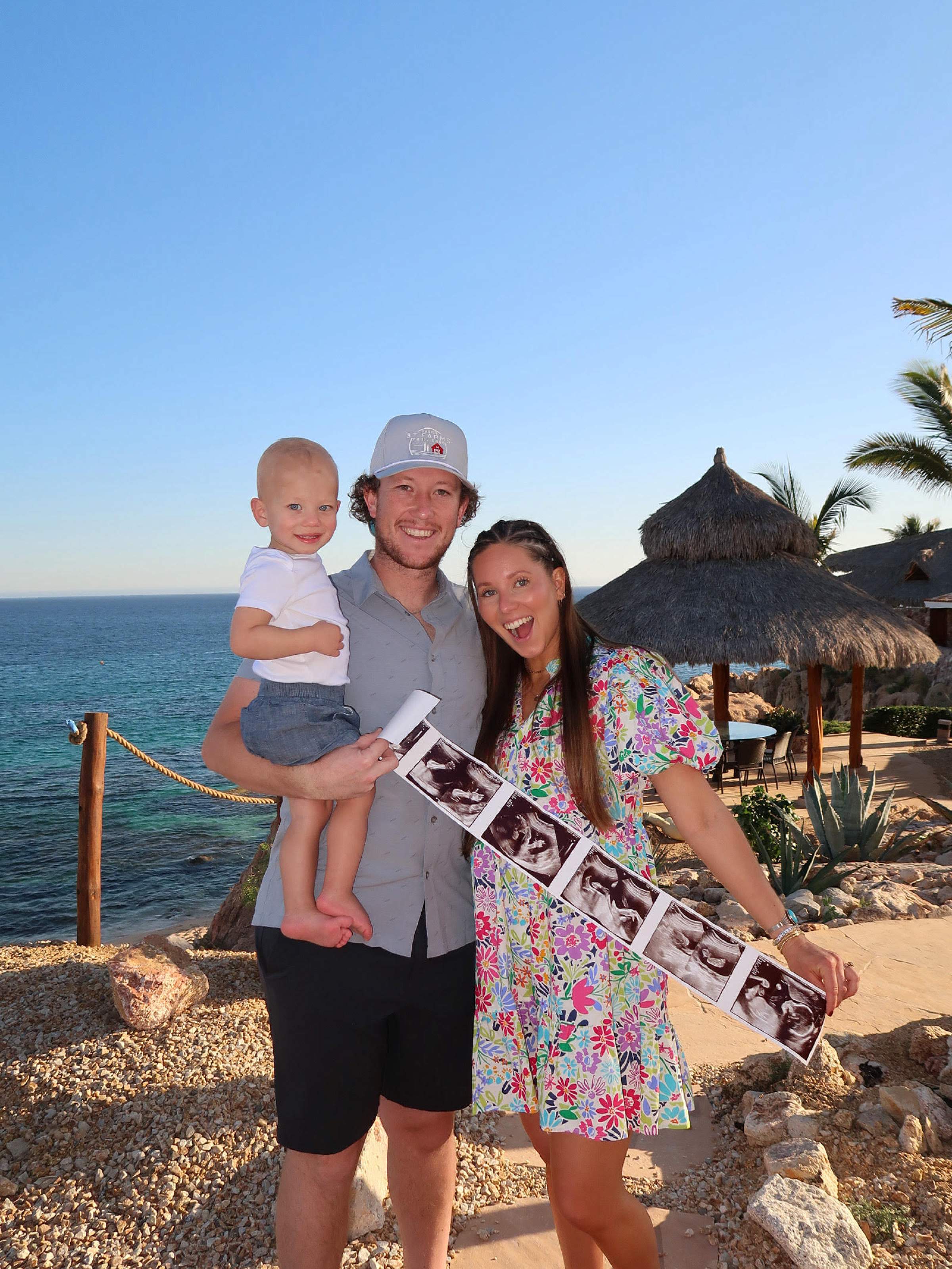 Tanner with family announcing second pregnancy
